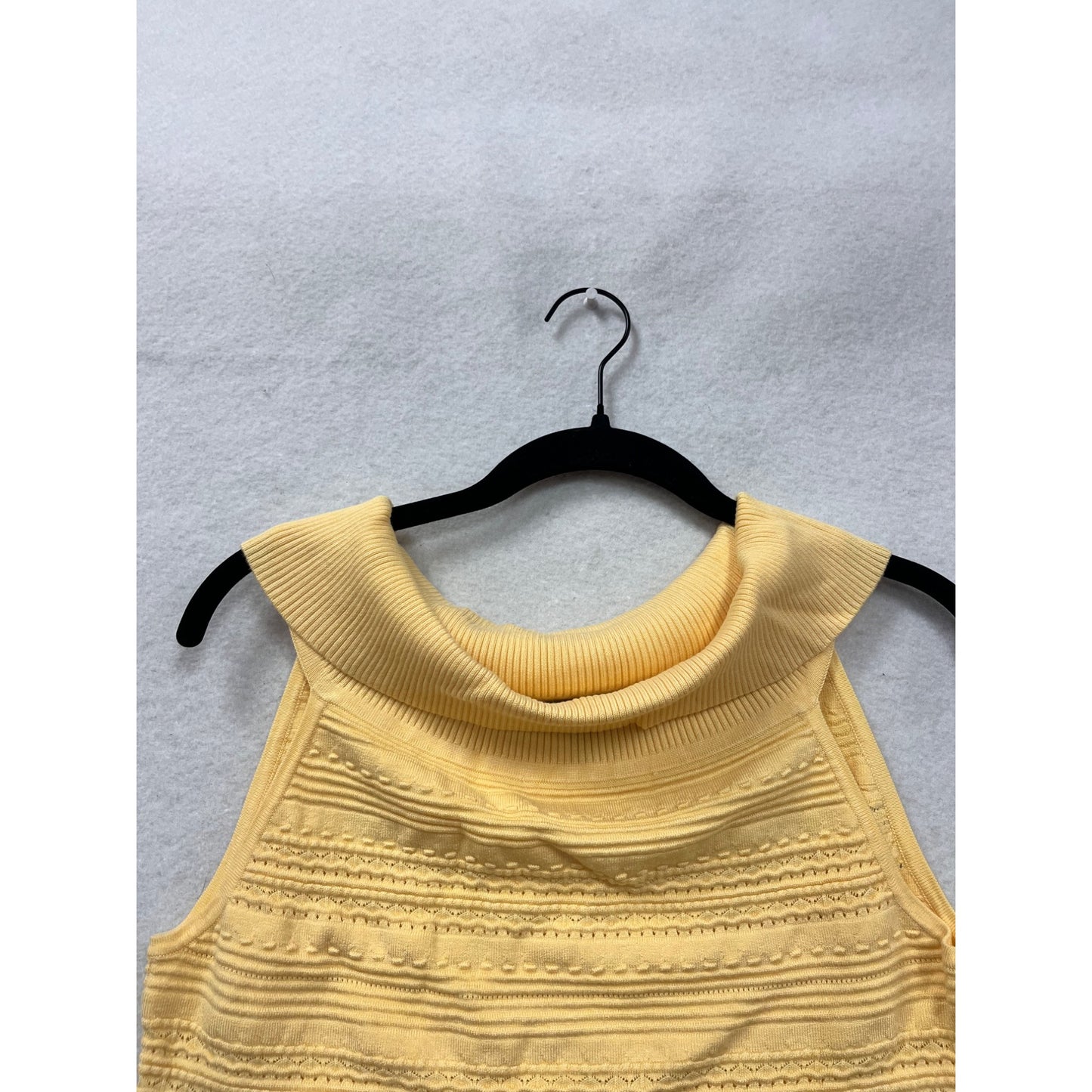 Yellow Sleeveless Textured Knit Cowl Neck Top Womens Medium #6628