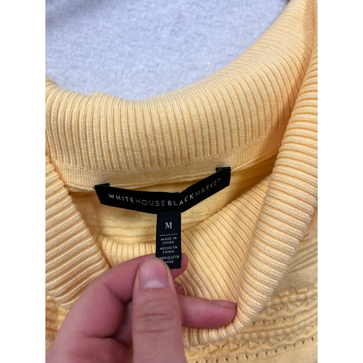Yellow Sleeveless Textured Knit Cowl Neck Top Womens Medium #6628