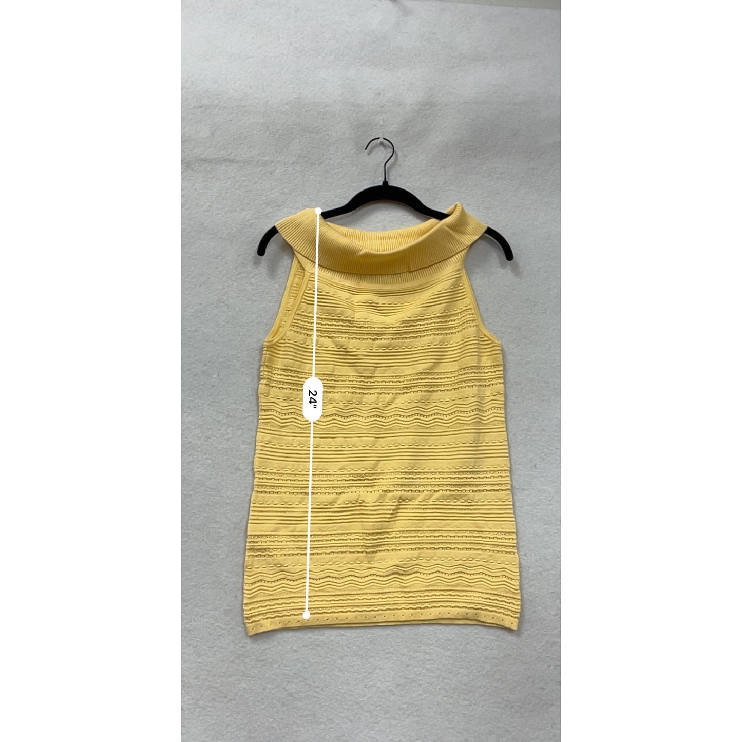 Yellow Sleeveless Textured Knit Cowl Neck Top Womens Medium #6628