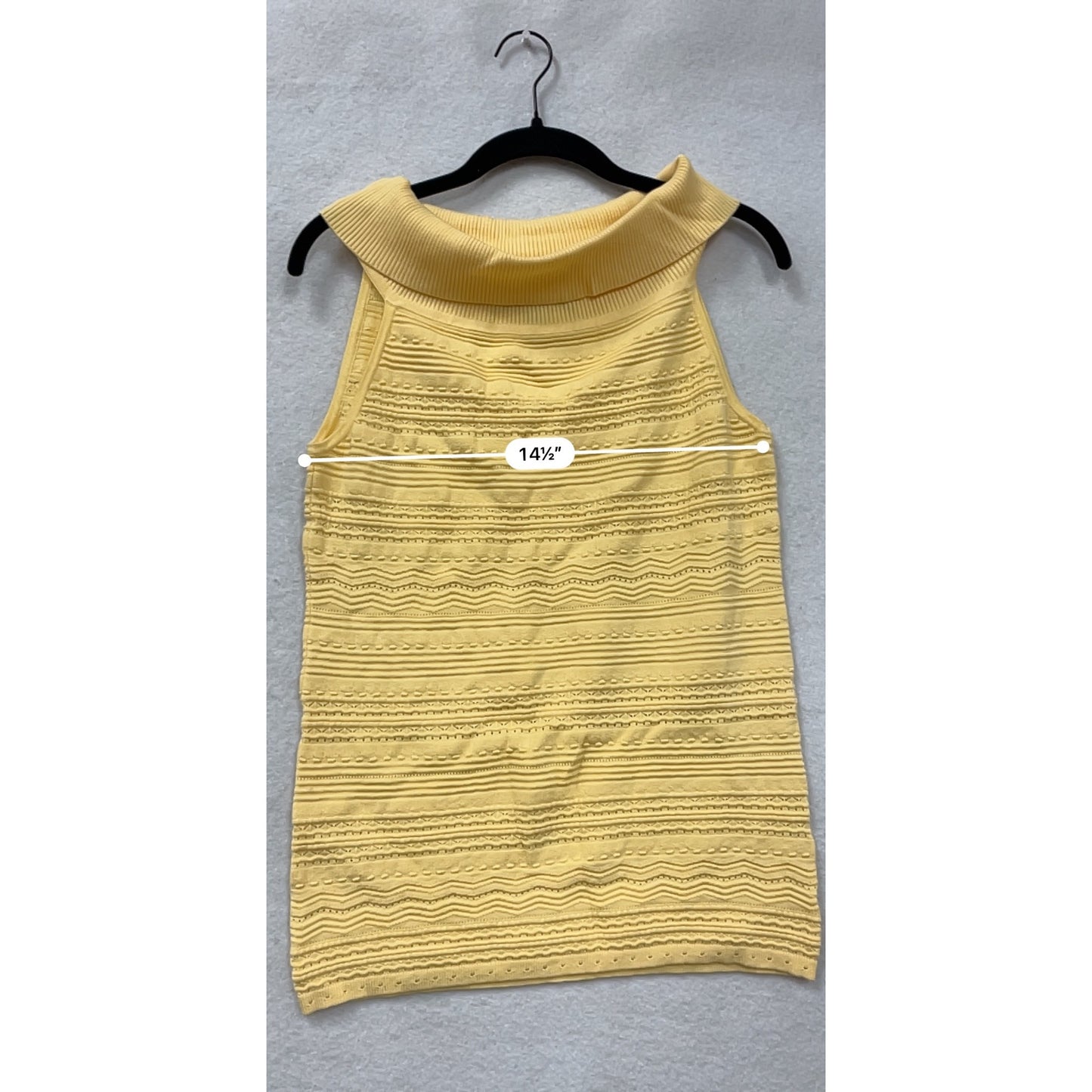 Yellow Sleeveless Textured Knit Cowl Neck Top Womens Medium #6628