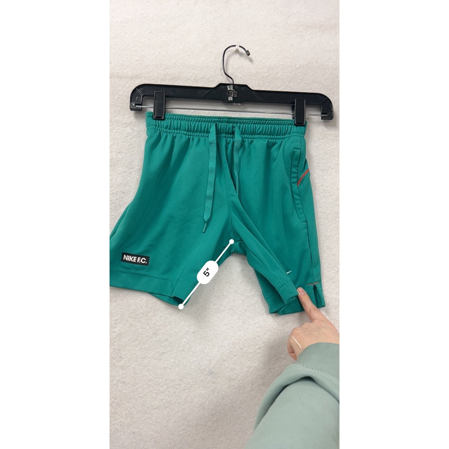 Nike F.C. Teal Green Mens Shorts With Drawstring & Zipper Pockets #6994