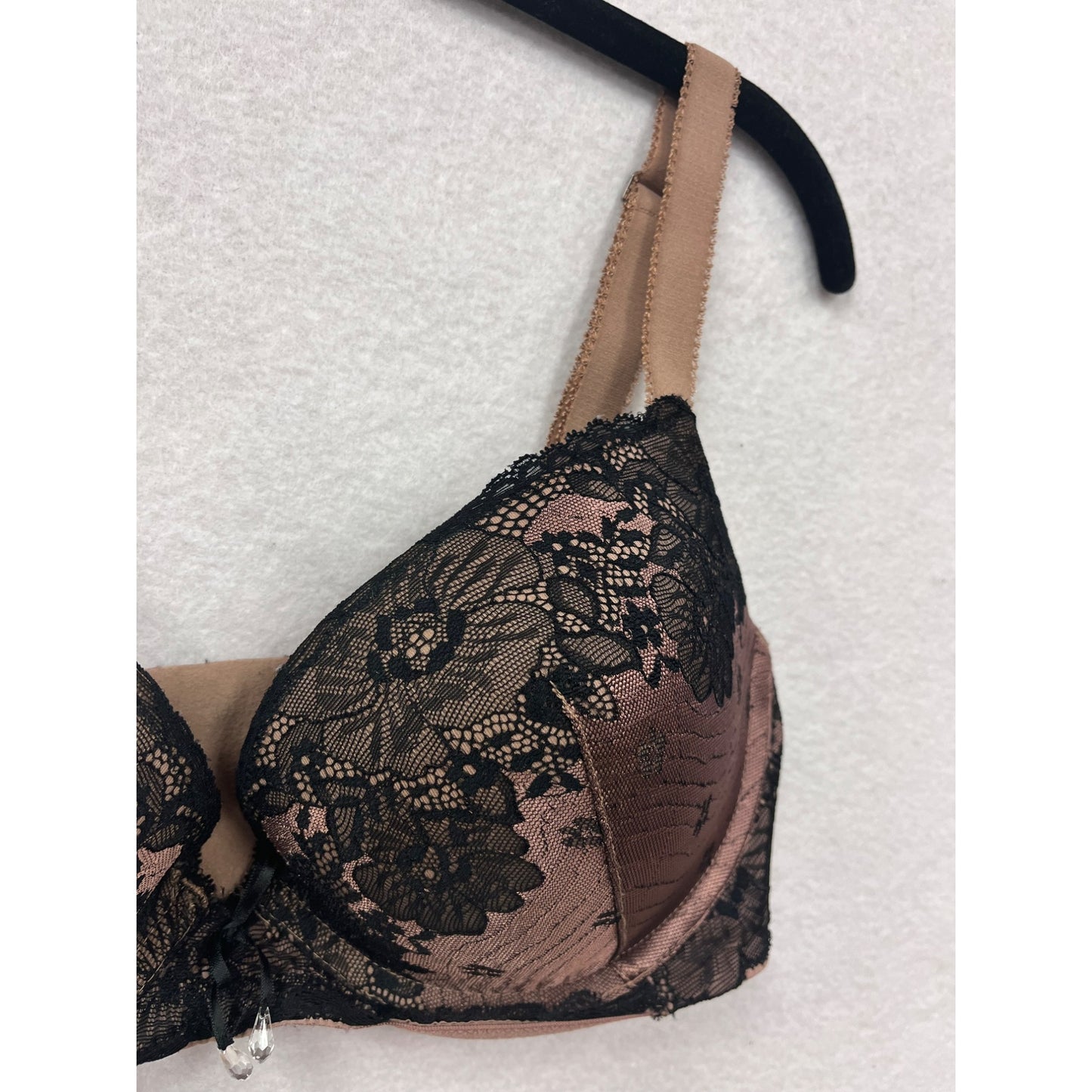 Parisa Womens Brown & Black Lace Push Up Bra 32DDD #6267