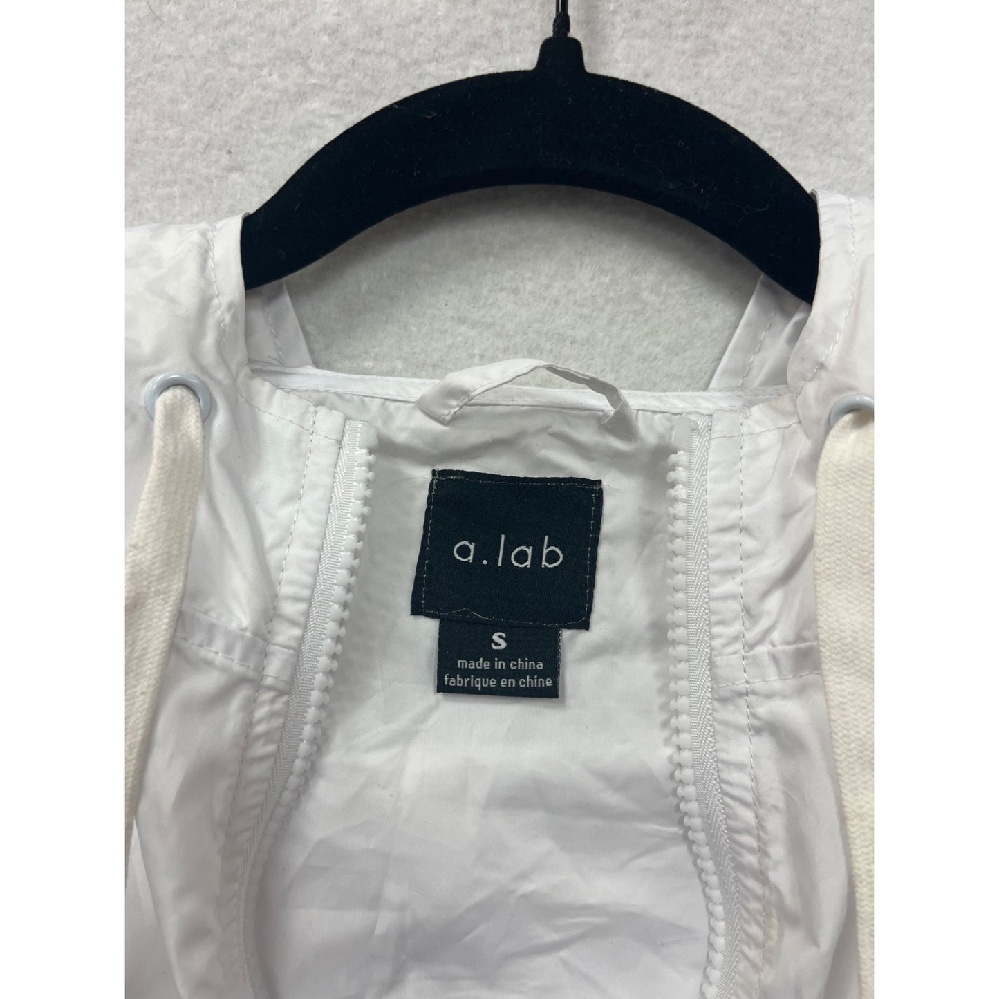 A.Lab White Hooded Jacket With Rainbow Stripe Sleeves Women’s S #6956