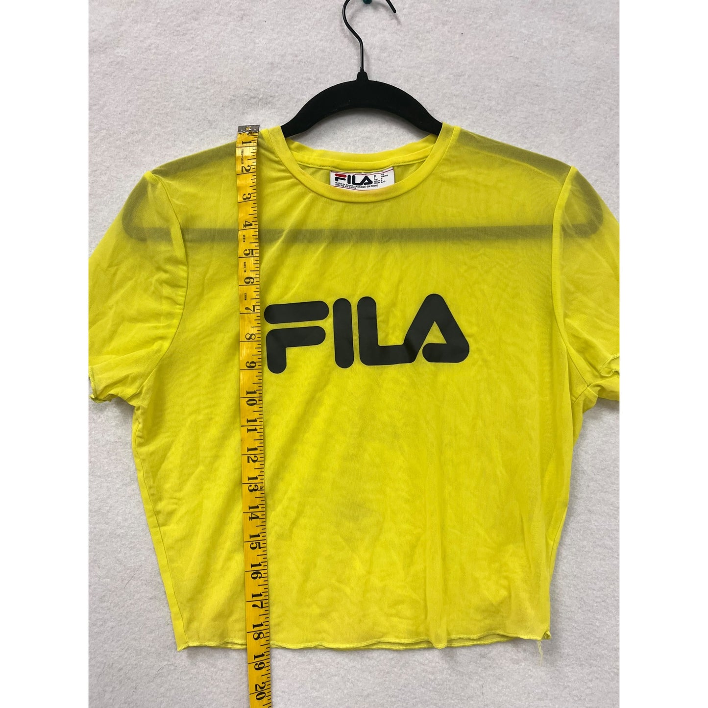 Women’s Neon Yellow FILA Mesh CropTop #2995