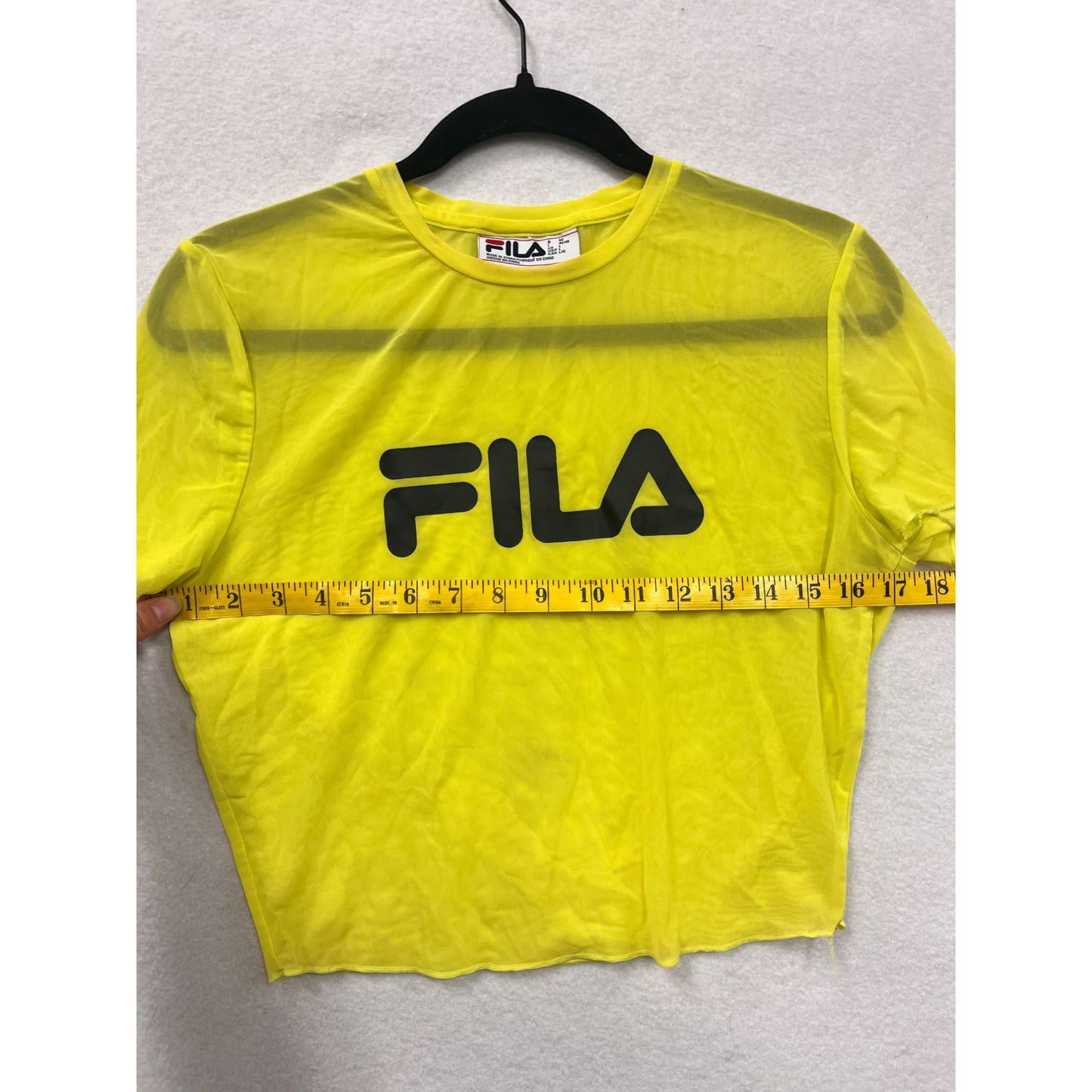 Women’s Neon Yellow FILA Mesh CropTop #2995