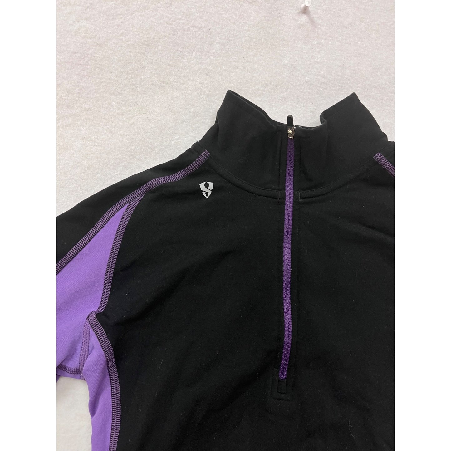 Storck M Black & Purple Long Sleeve Half-Zip Athletic Shirt #8387
