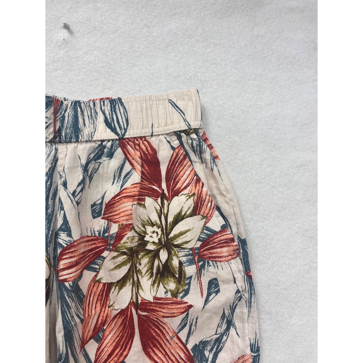 C&C California Womens Floral Printed Wide-Leg Linen Pants S #6552