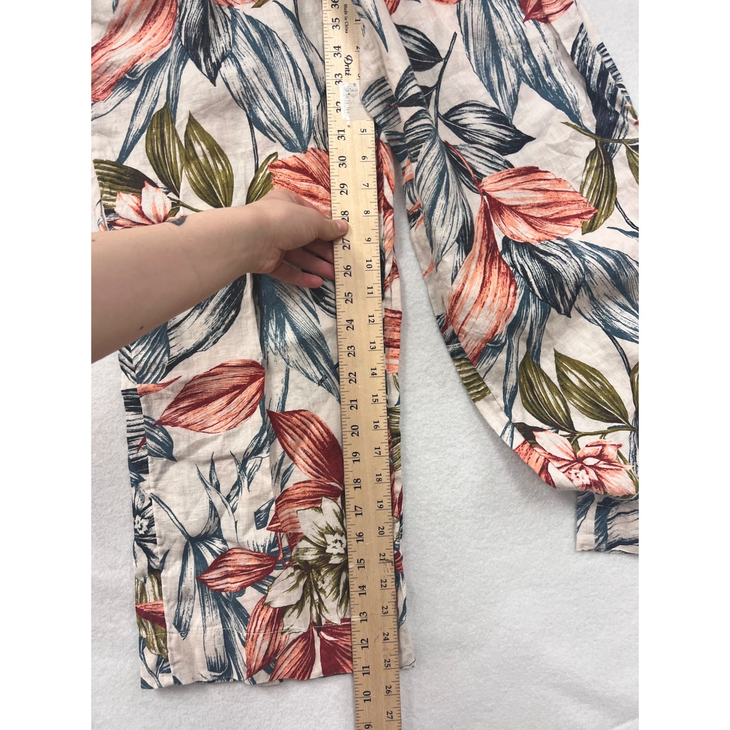 C&C California Womens Floral Printed Wide-Leg Linen Pants S #6552
