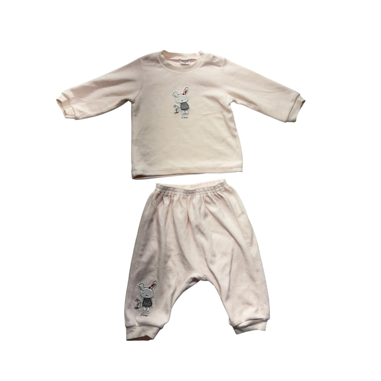 Baby Girls Pink Long Sleeve Bunny Embroidered Set #7646