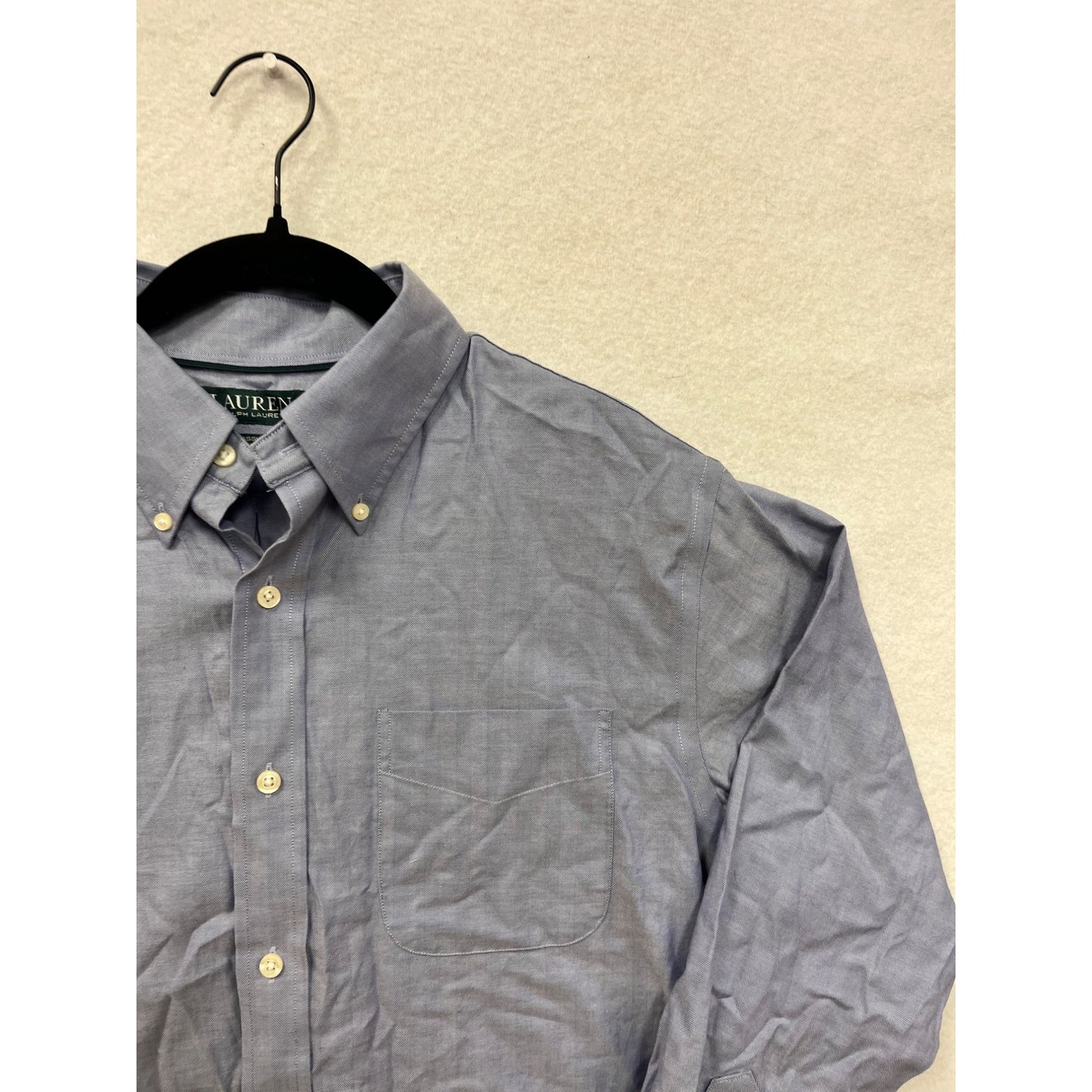 Lauren Ralph Lauren Mens Classic Fit Non-Iron Button-Down Shirt 16 32/33 Blue #6904