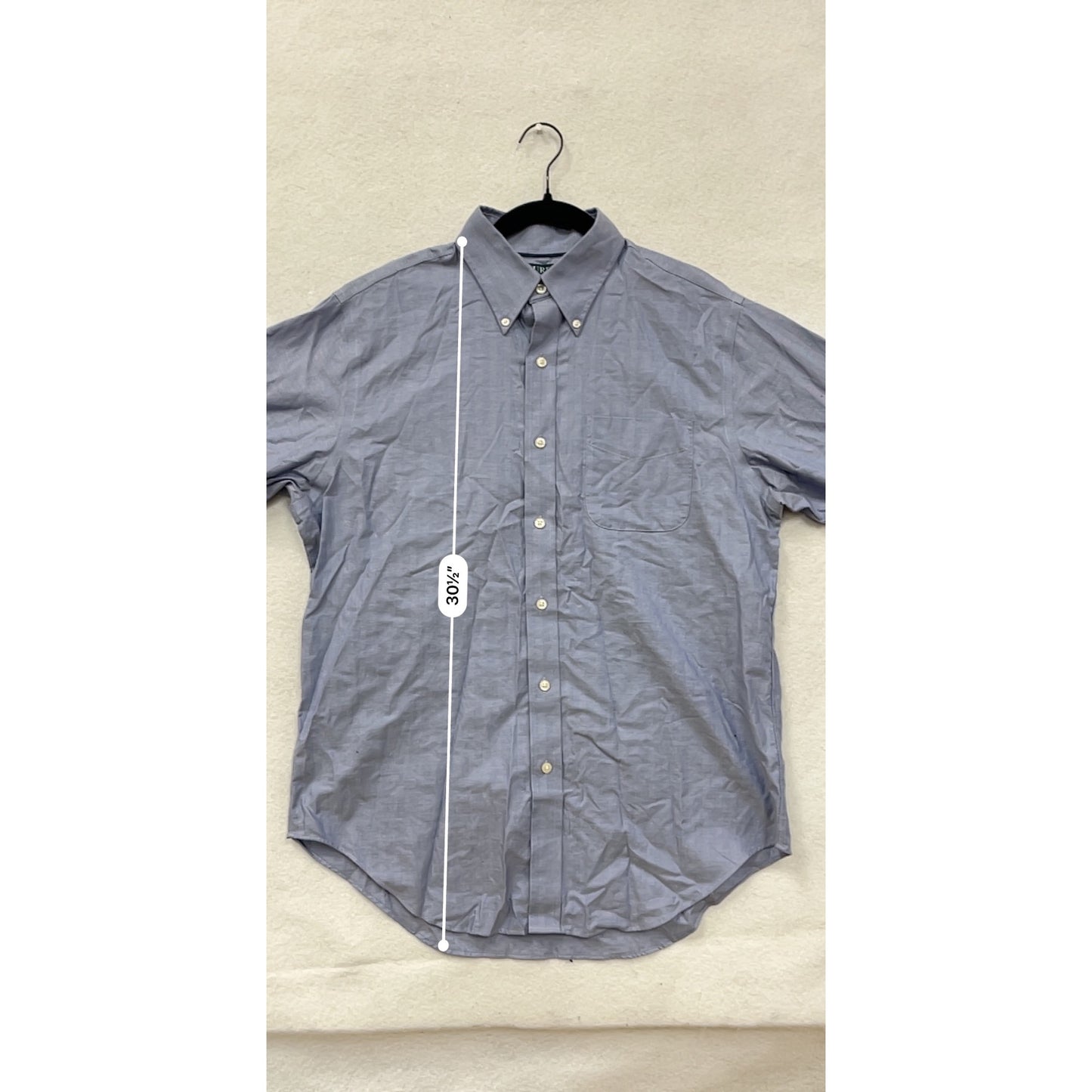 Lauren Ralph Lauren Mens Classic Fit Non-Iron Button-Down Shirt 16 32/33 Blue #6904
