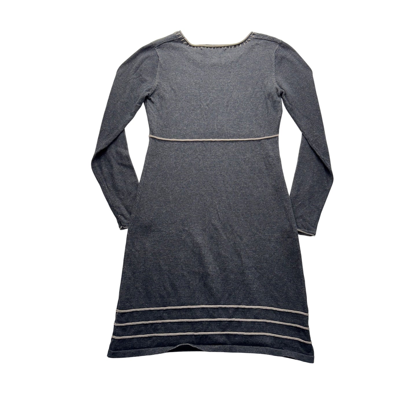 Organic Cotton Gray Long-Sleeve Dress With White Stitching By Aventura #7800