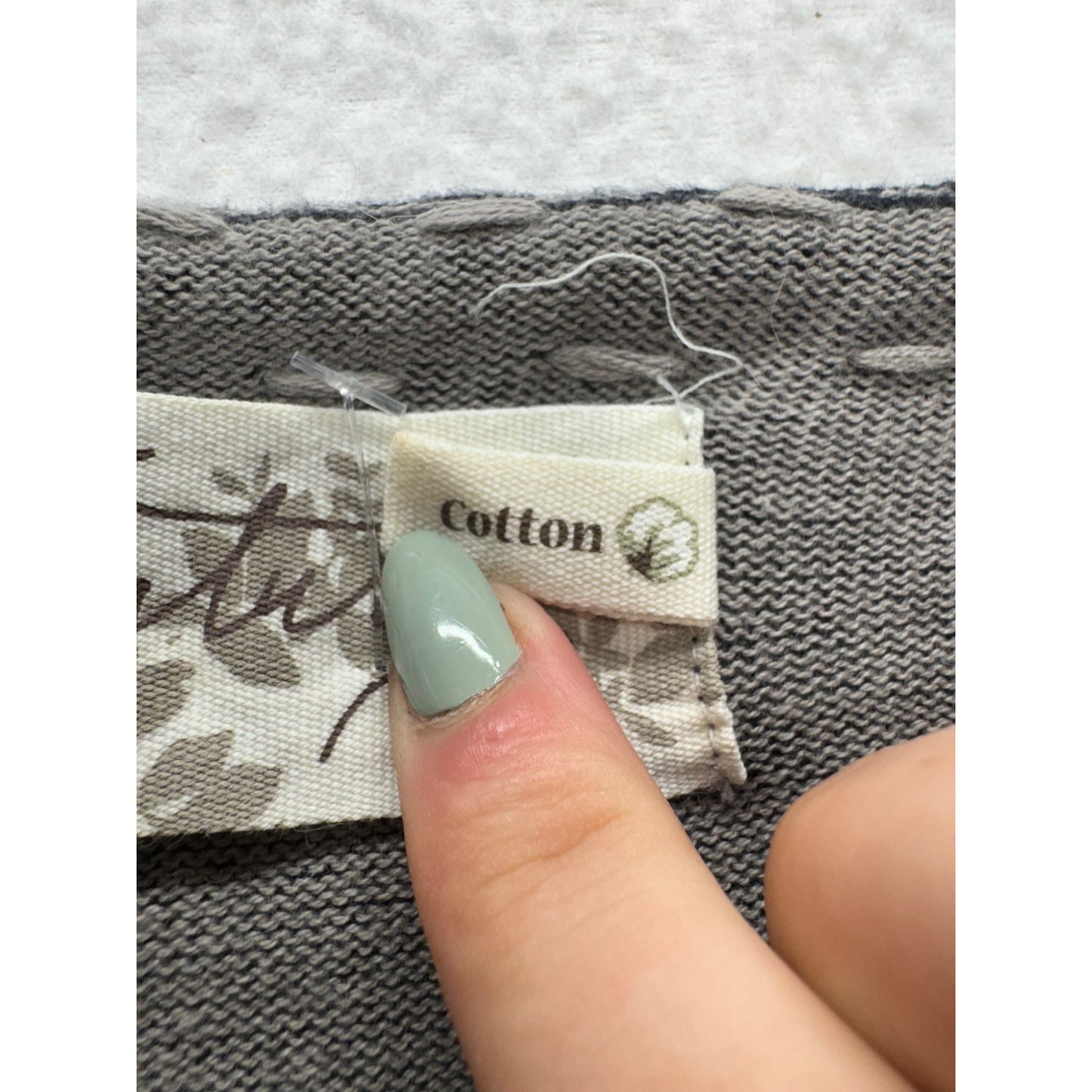 Organic Cotton Gray Long-Sleeve Dress With White Stitching By Aventura #7800