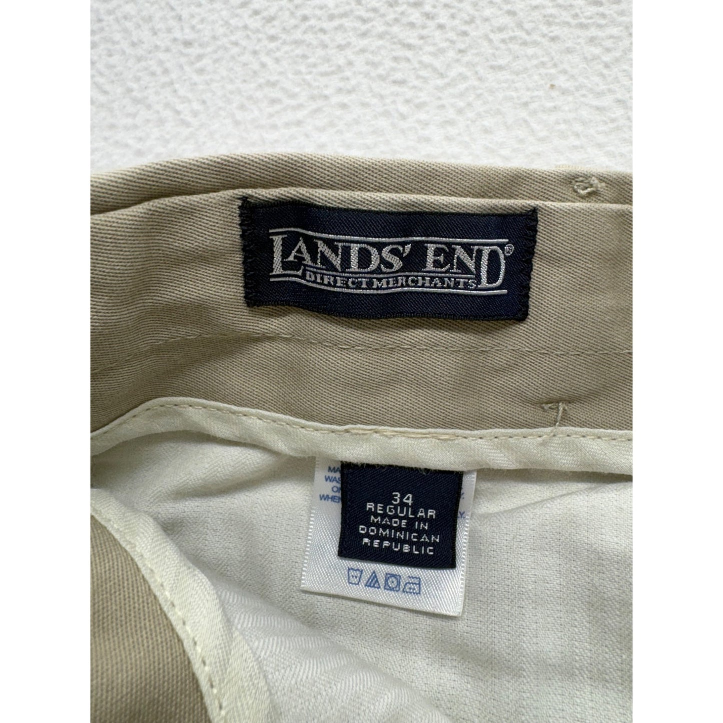 Lands End Mens Khaki Chino Pants 34 Regular #7557