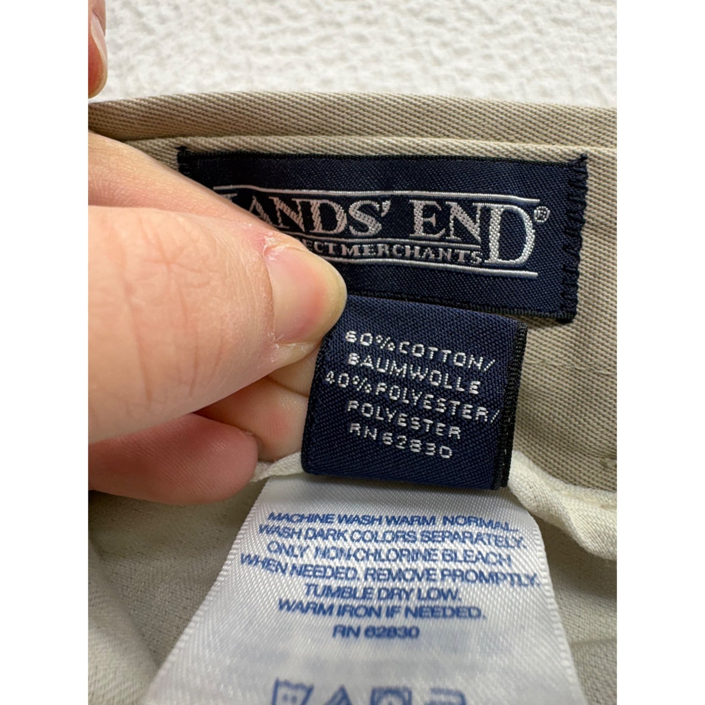 Lands End Mens Khaki Chino Pants 34 Regular #7557