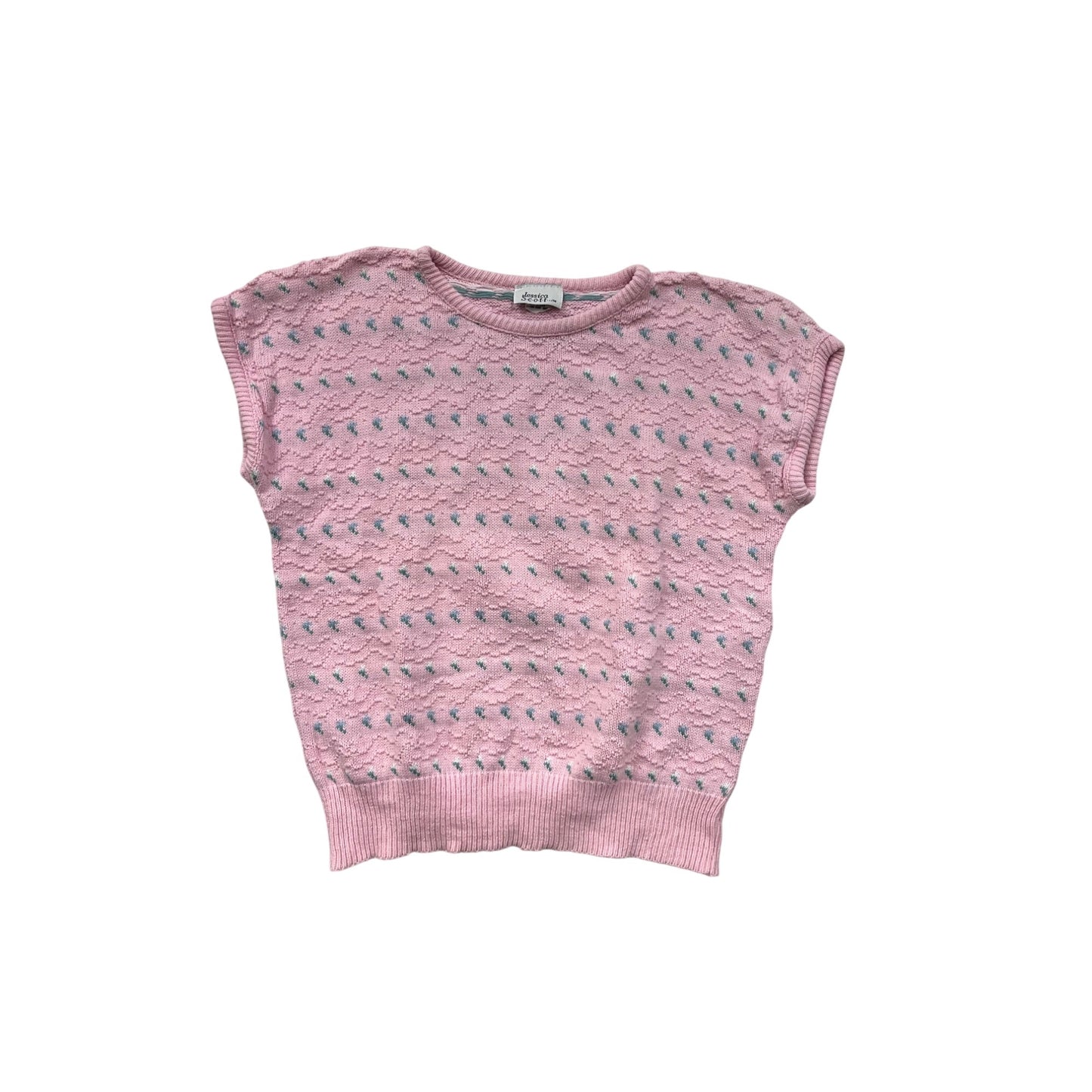 Vintage Jessica Scott Pink Knit Sweater Top Womens S #8267