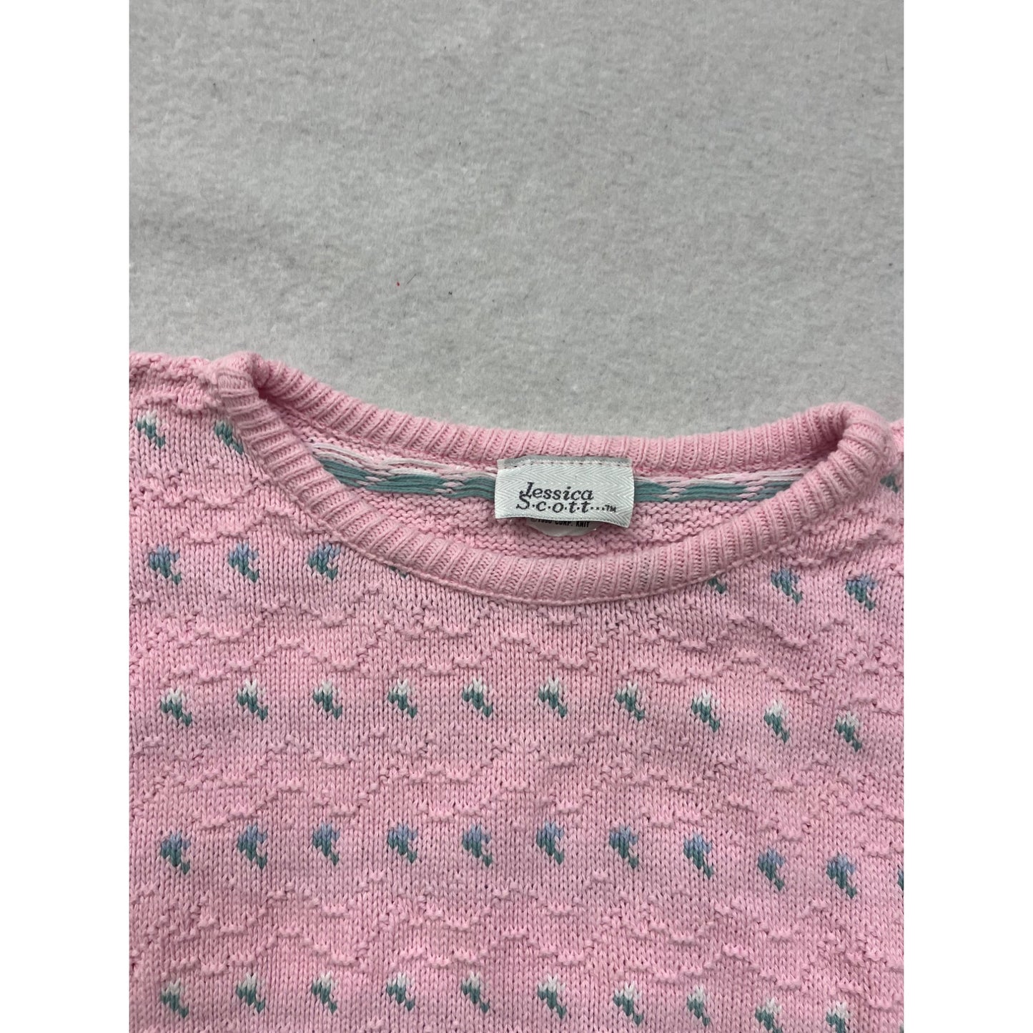 Vintage Jessica Scott Pink Knit Sweater Top Womens S #8267