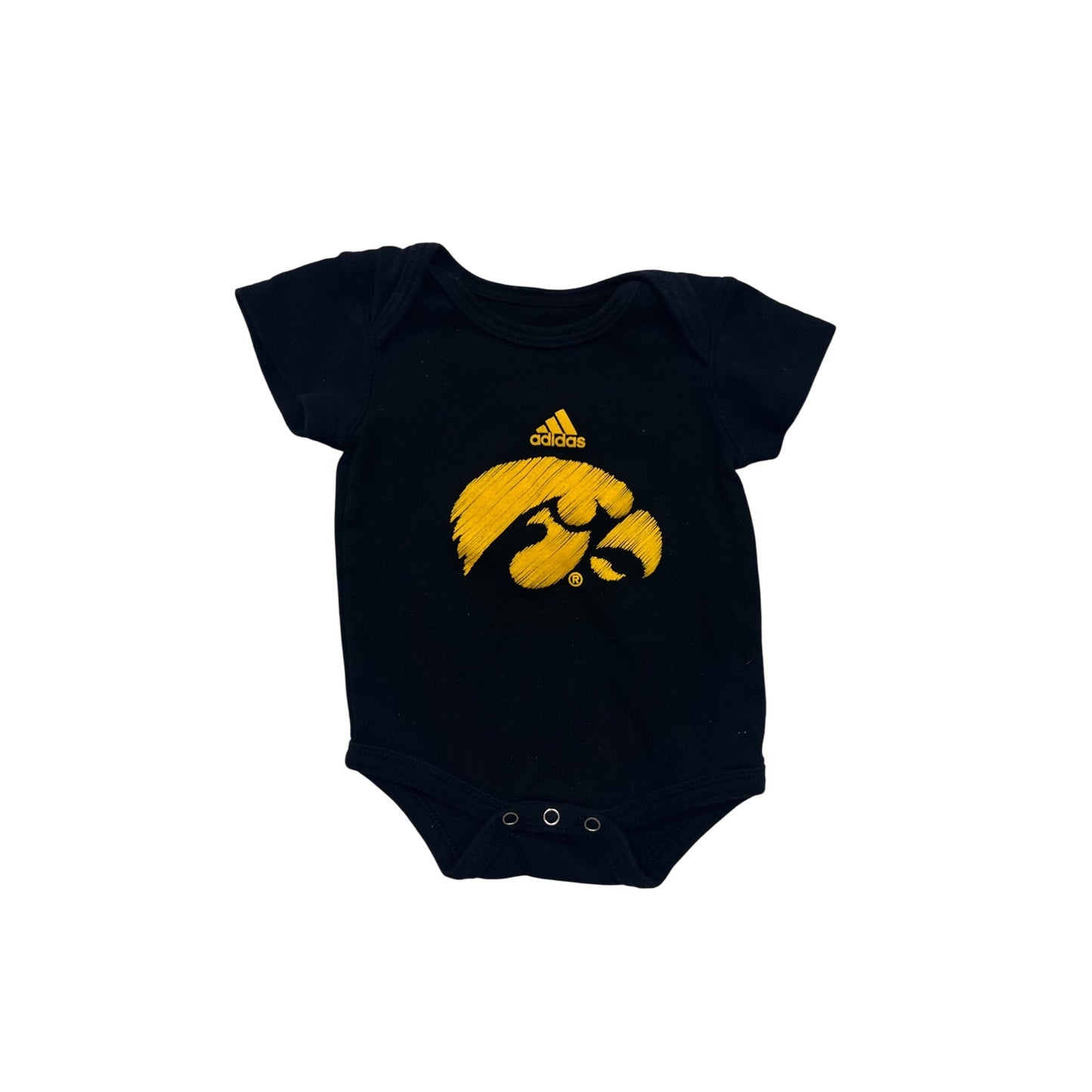 Adidas Iowa Hawkeyes Baby Bodysuit 0/3M Black & Gold Short Sleeve Snap Closure #6670