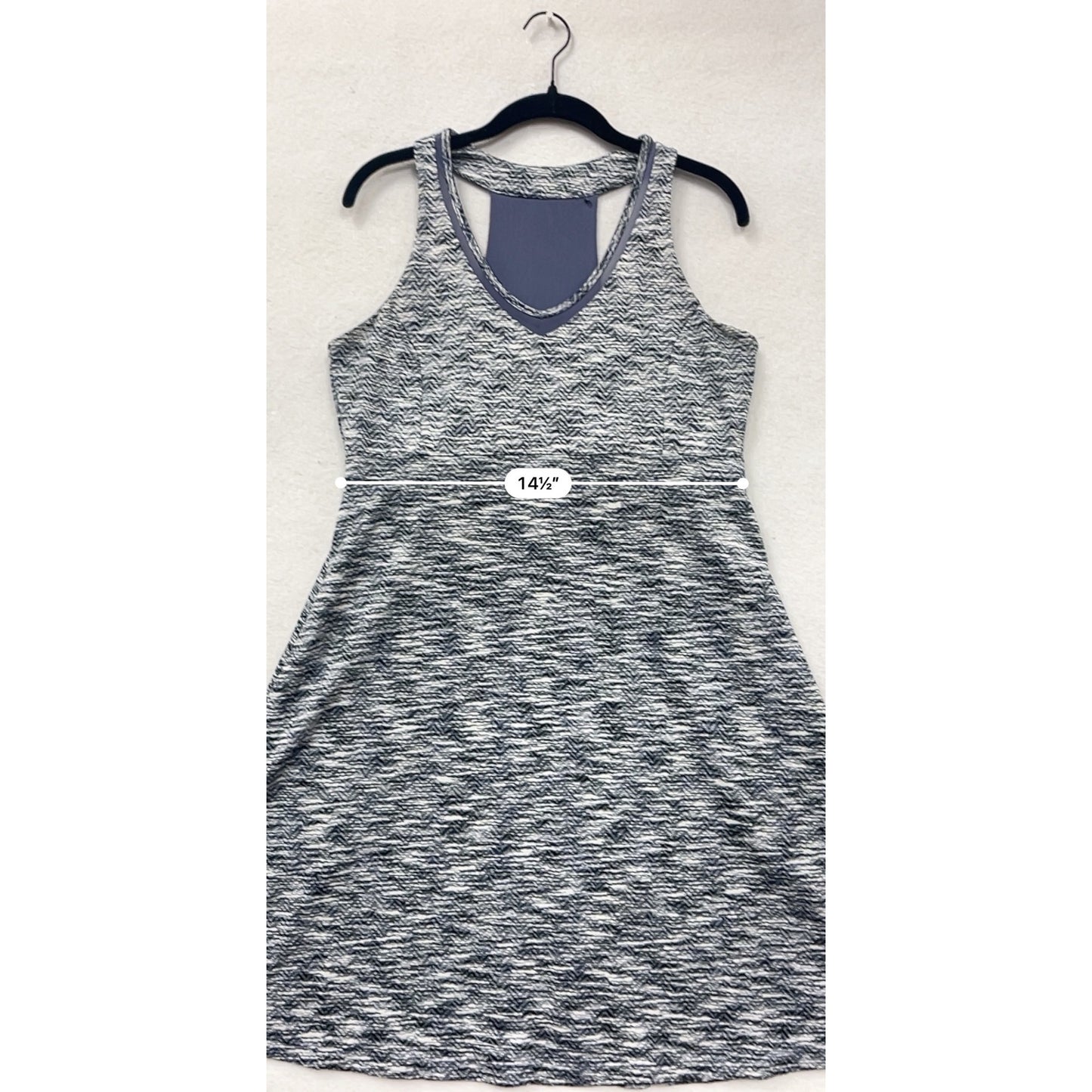 MPG Women's Large Athletic Racerback Dress Blue/Gray Pattern #6817