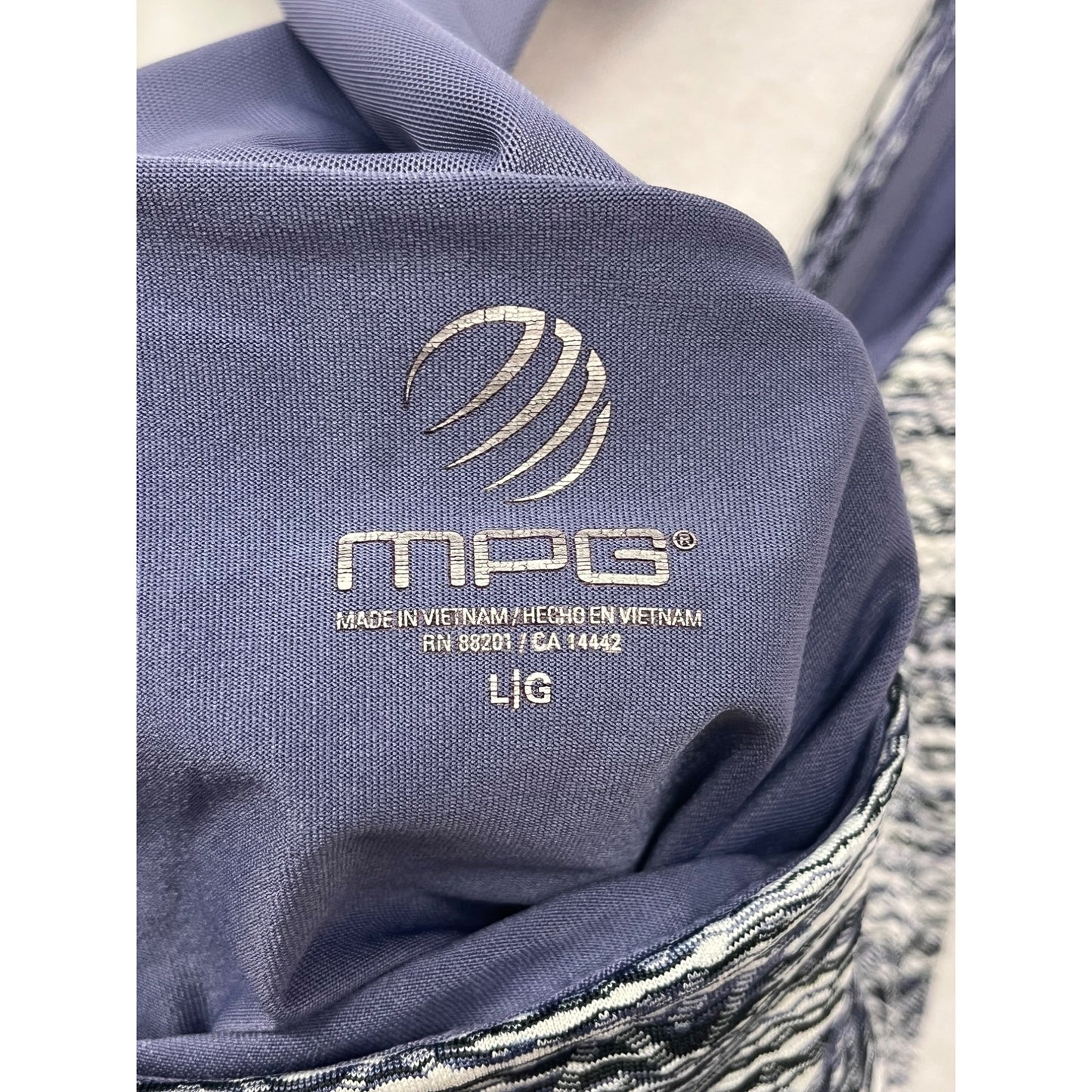 MPG Women's Large Athletic Racerback Dress Blue/Gray Pattern #6817