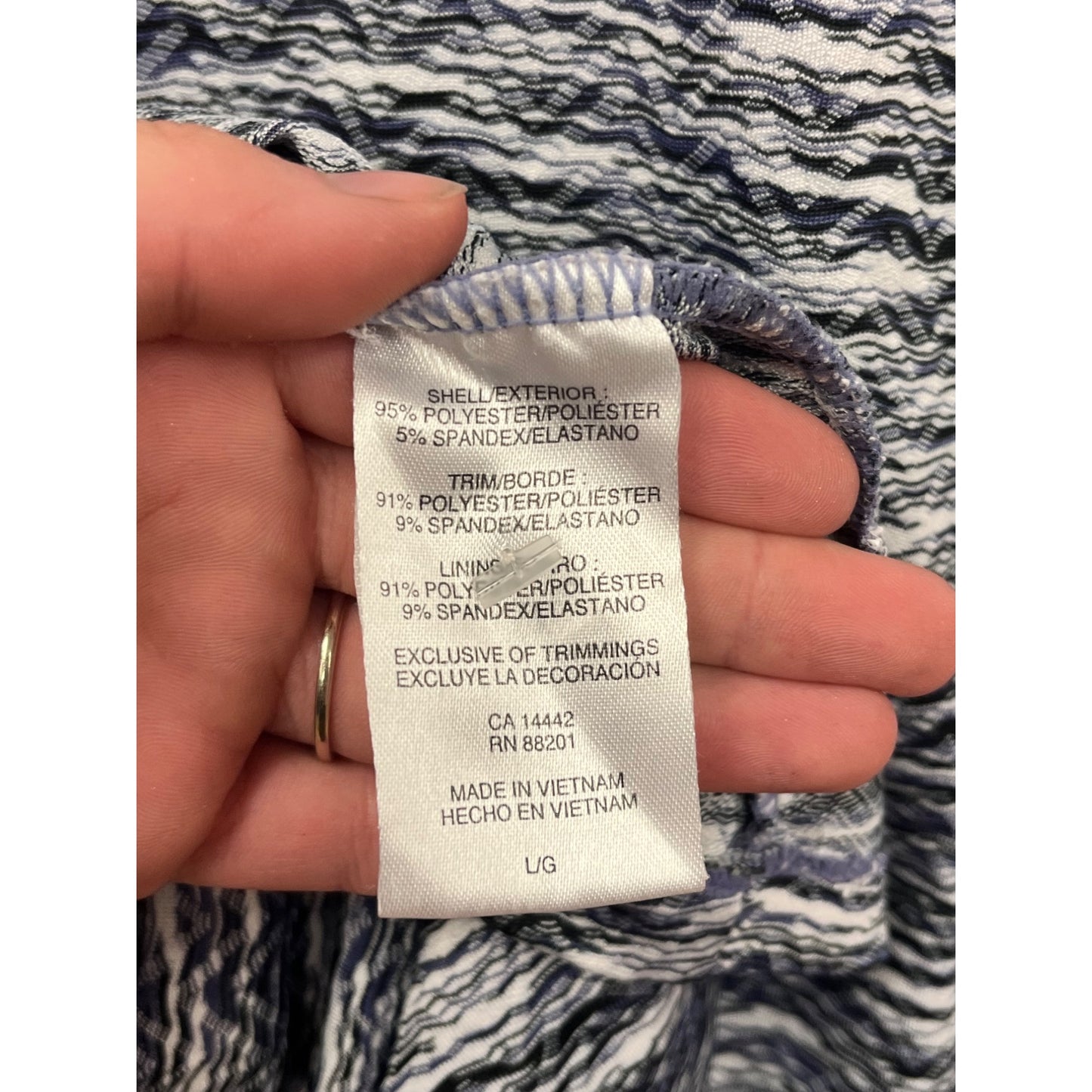 MPG Women's Large Athletic Racerback Dress Blue/Gray Pattern #6817