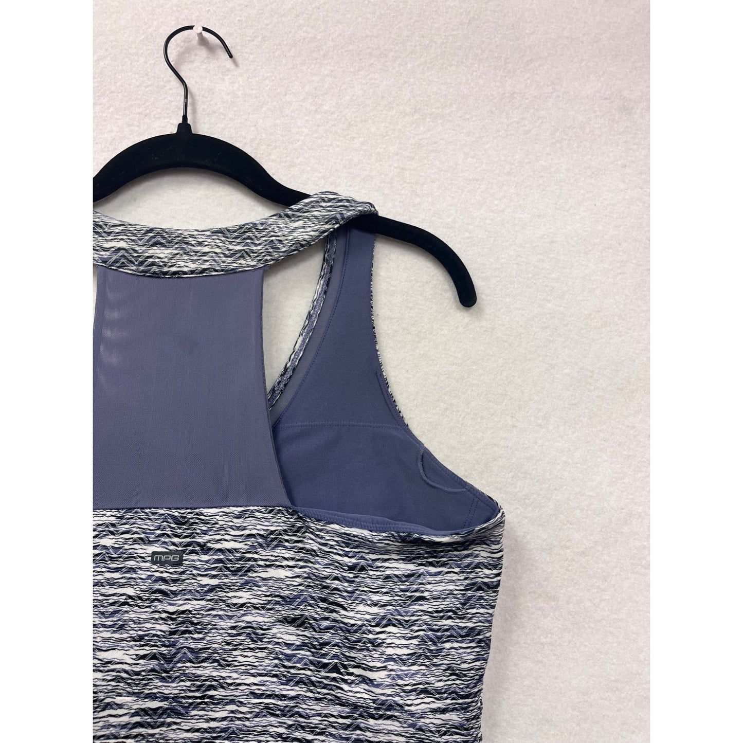 MPG Women's Large Athletic Racerback Dress Blue/Gray Pattern #6817
