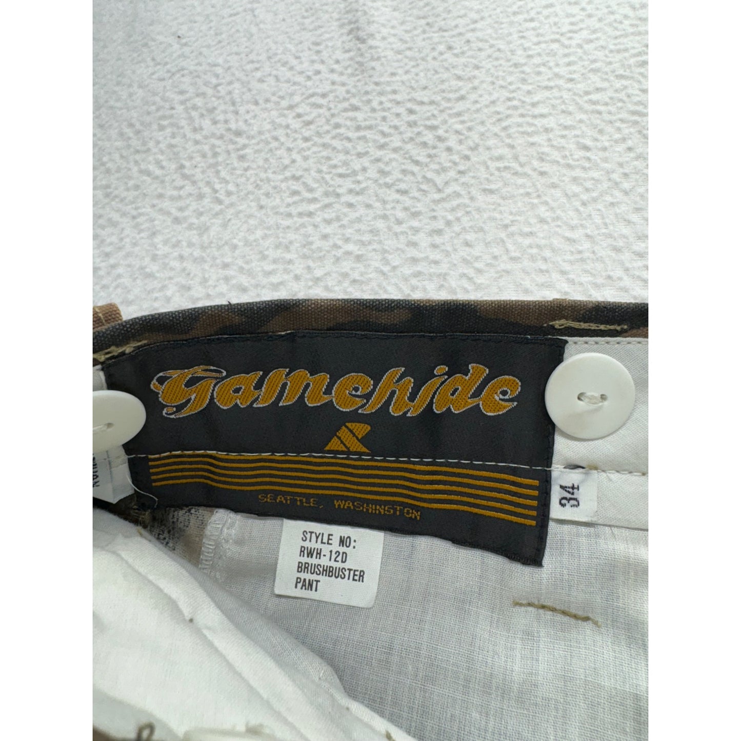 Gamehide Brushbuster Camo Hunting Pants 34x33 Coated Waterproof #7566