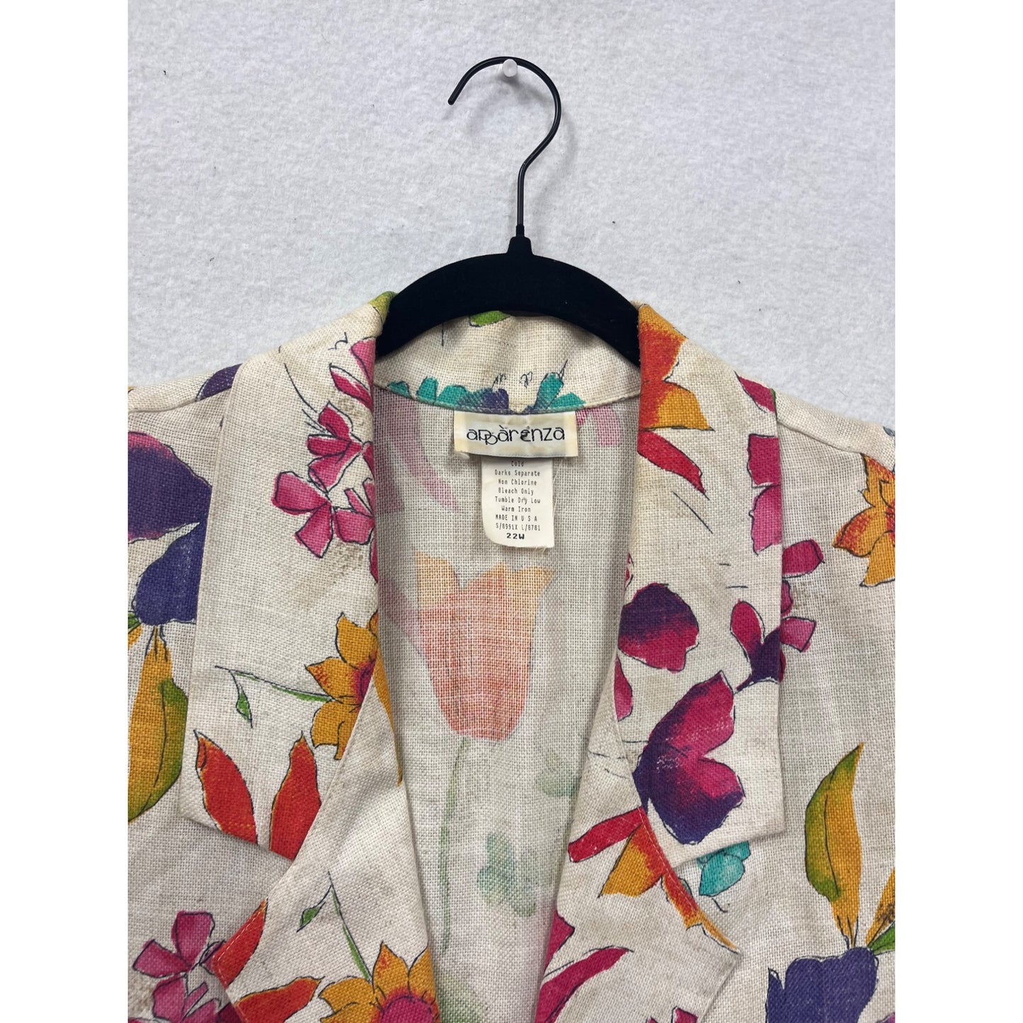 Vintage Apparenza Womens Floral Blazer Jacket 22W #6946