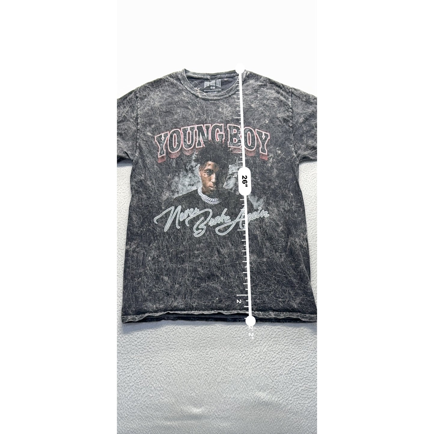 Youngboy Never Broke Again Graphic T-Shirt S/M Black Acid Wash #9526