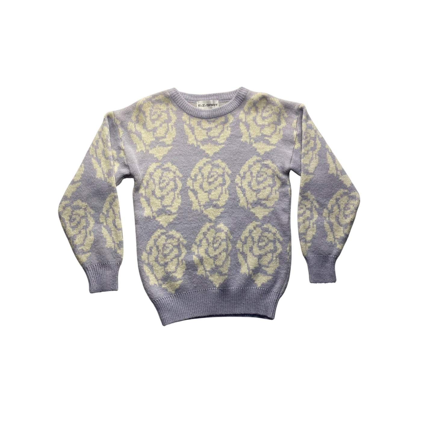 Vintage E-Z Spirit purple & ivory Floral Sweater #7279