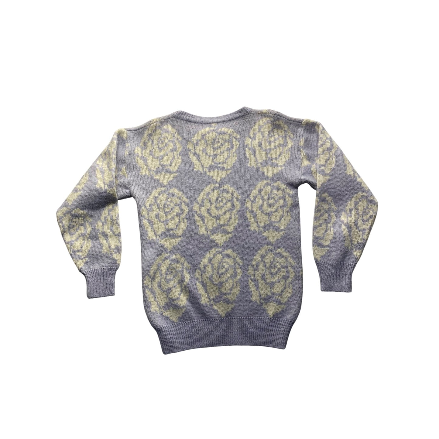 Vintage E-Z Spirit purple & ivory Floral Sweater #7279