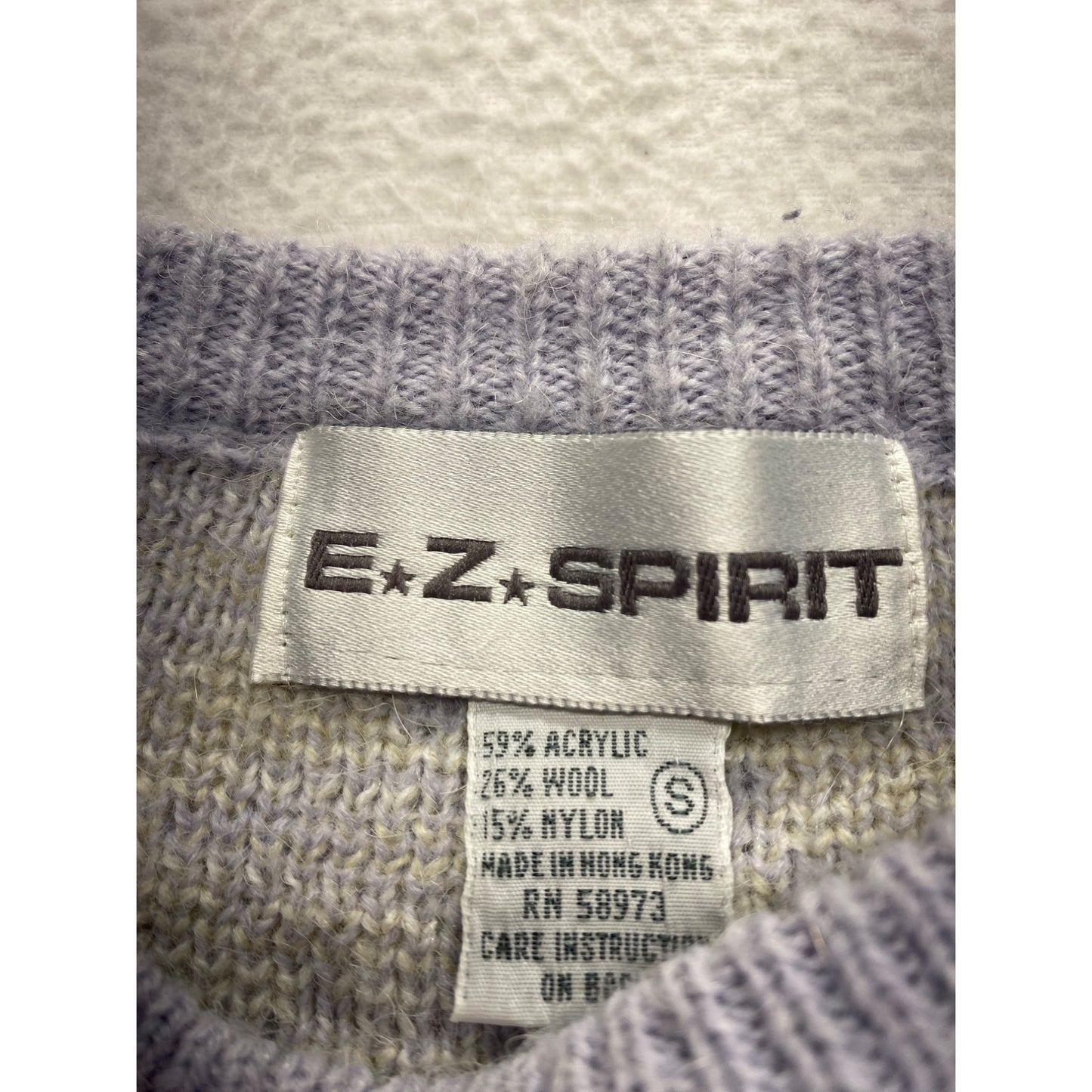 Vintage E-Z Spirit purple & ivory Floral Sweater #7279