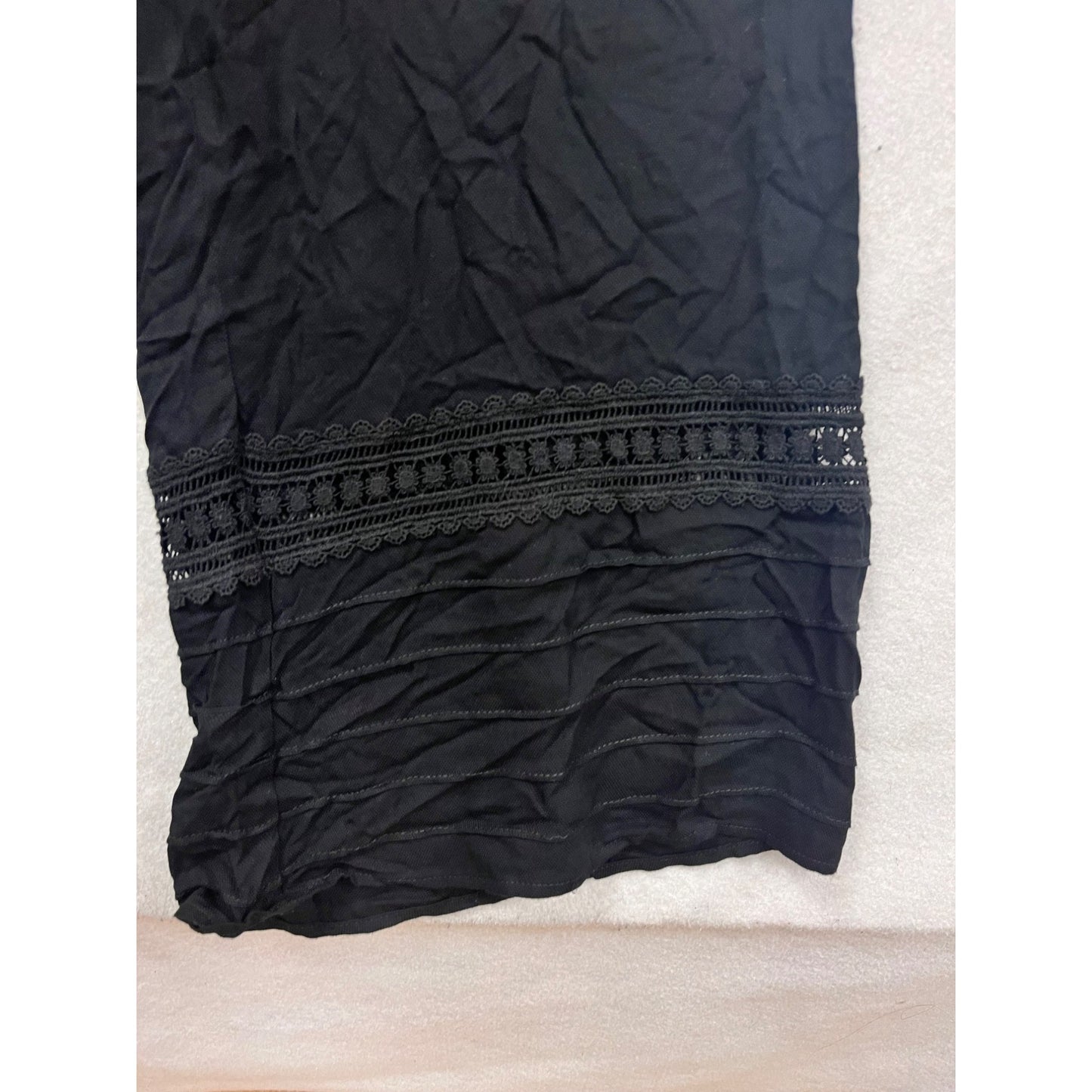 Splash Size 14 Black Wide-Leg Pants With Lace Detail #814A