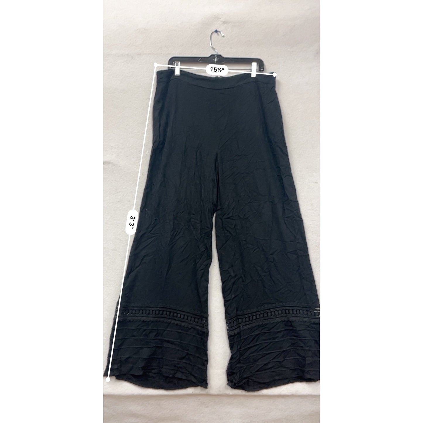 Splash Size 14 Black Wide-Leg Pants With Lace Detail #814A