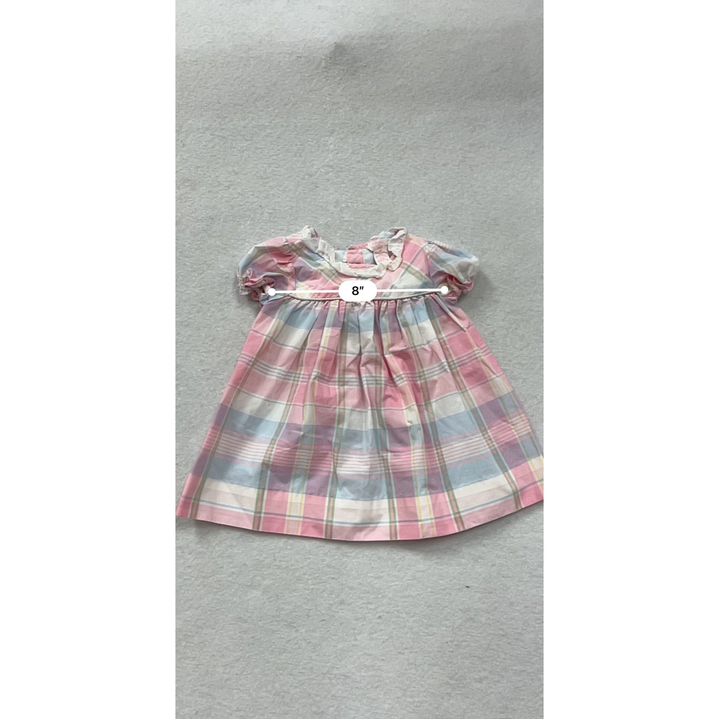 Plaid Chaps Baby Dress 6M Pink & Blue Short Sleeve #8483