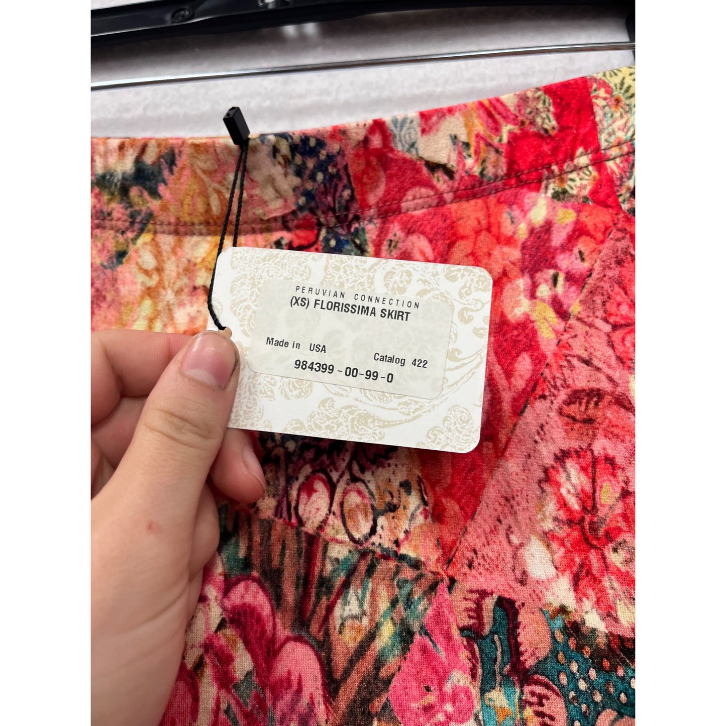 *NWT* Peruvian Connection Florissima Skirt XS Red Pink Floral Patchwork #8354