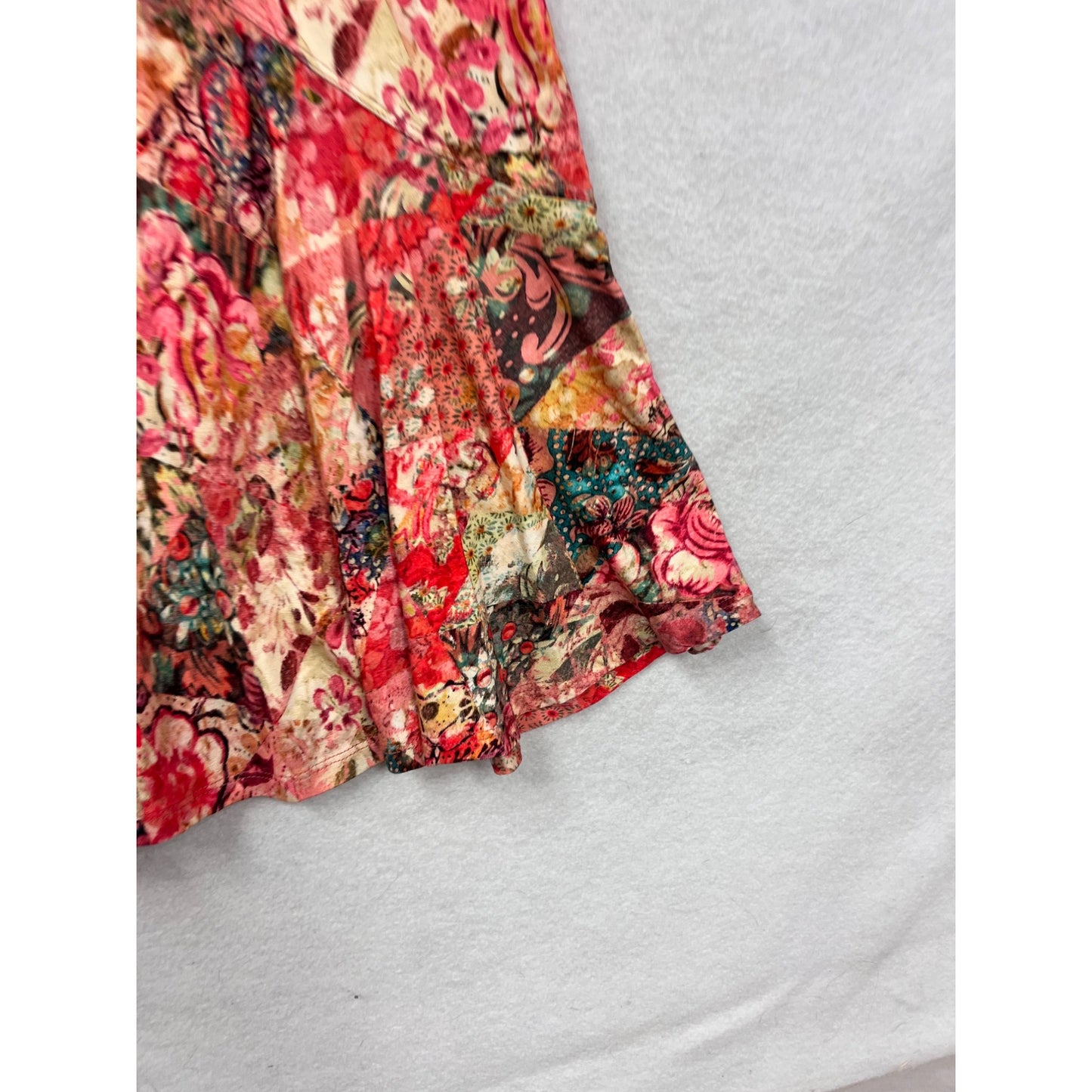 *NWT* Peruvian Connection Florissima Skirt XS Red Pink Floral Patchwork #8354