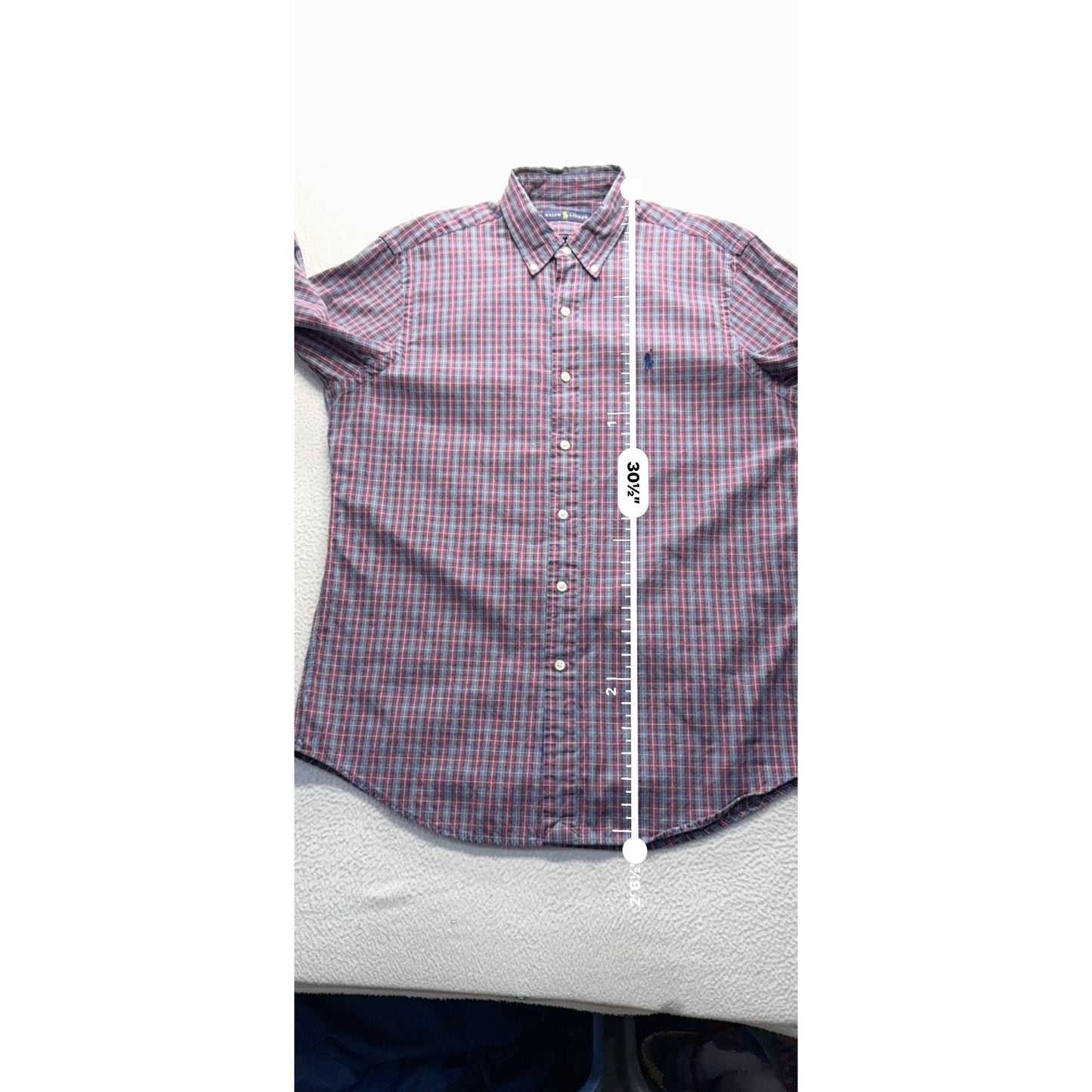 Ralph Lauren Red & Blue Plaid Button-Down Shirt L 100% Cotton #9286