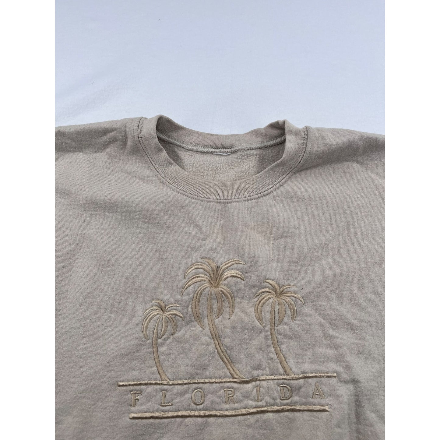 Vintage Florida Palm Tree Beige Crewneck Sweatshirt #6215