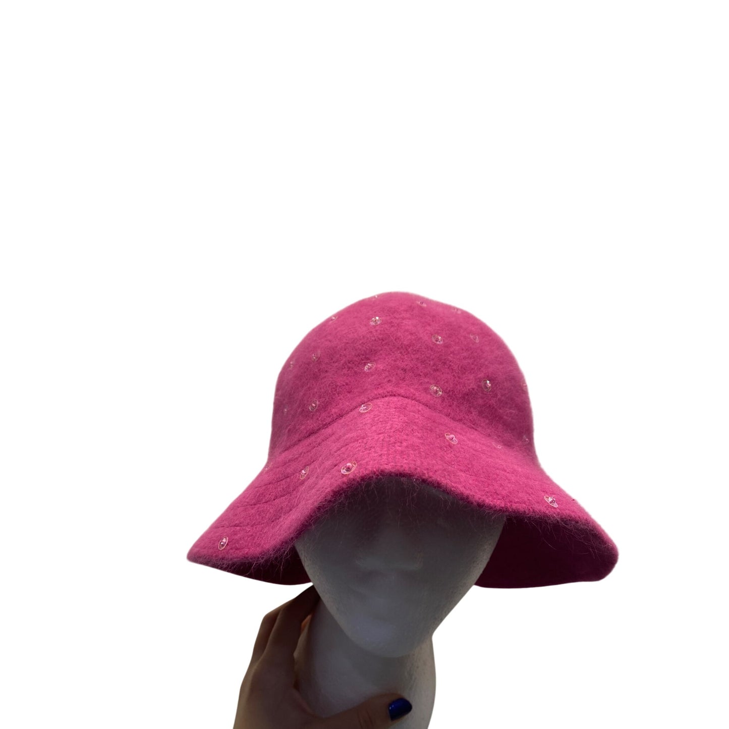 Pink Wool Sequin-Embellished Floppy Hat #5840