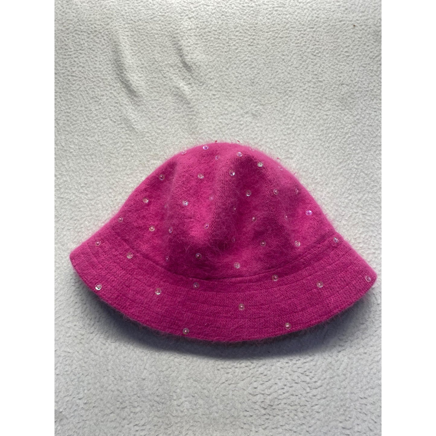 Pink Wool Sequin-Embellished Floppy Hat #5840