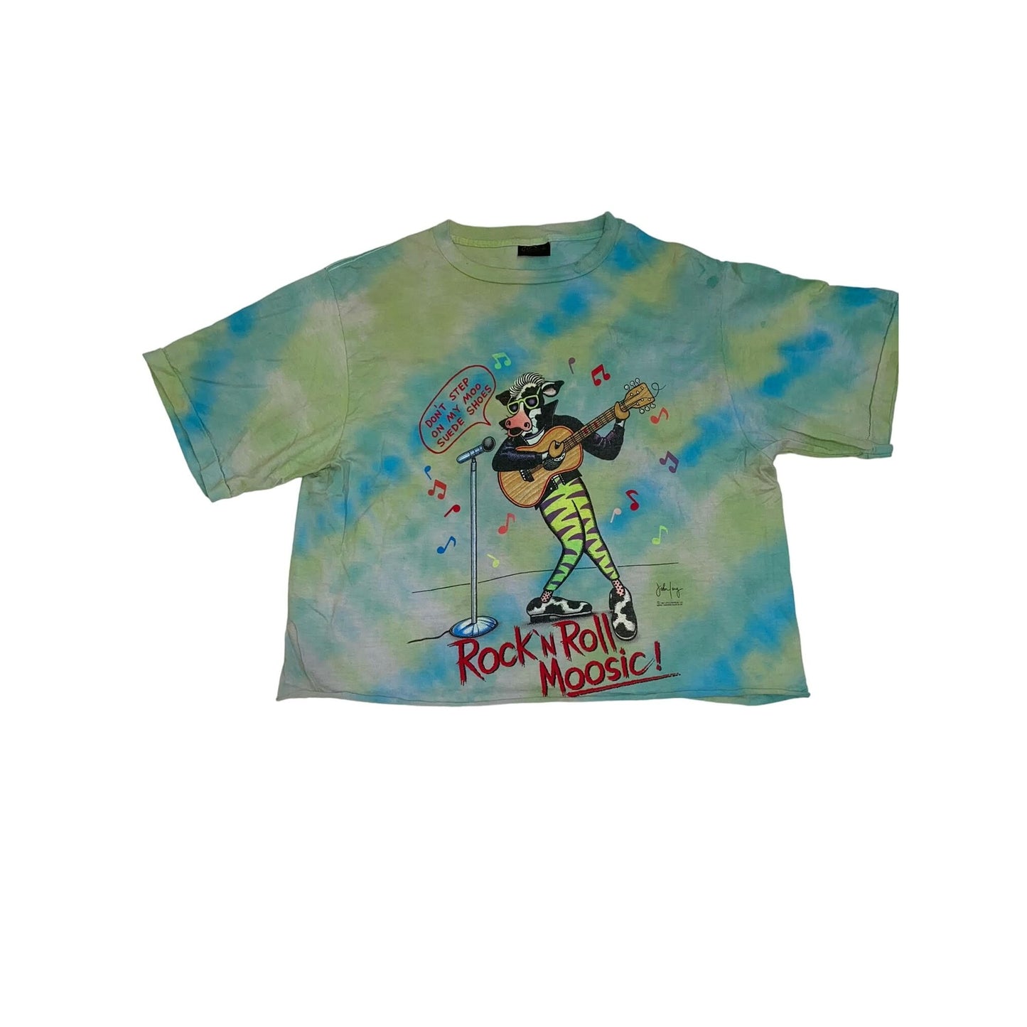 Vintage Rock n Roll Cow Crop Tee