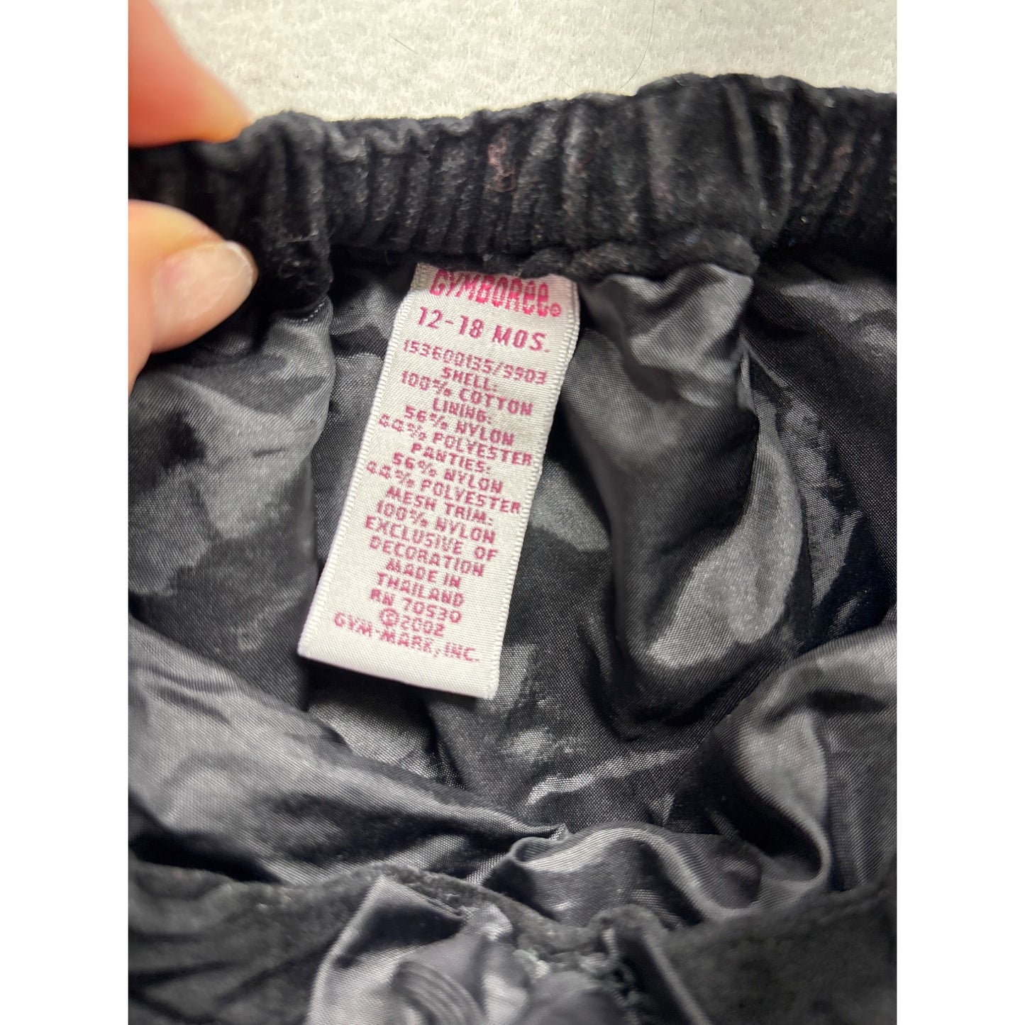 Gymboree Toddler Girls Black Velvet skirt 12-18 Mos Polyester Lining #6379
