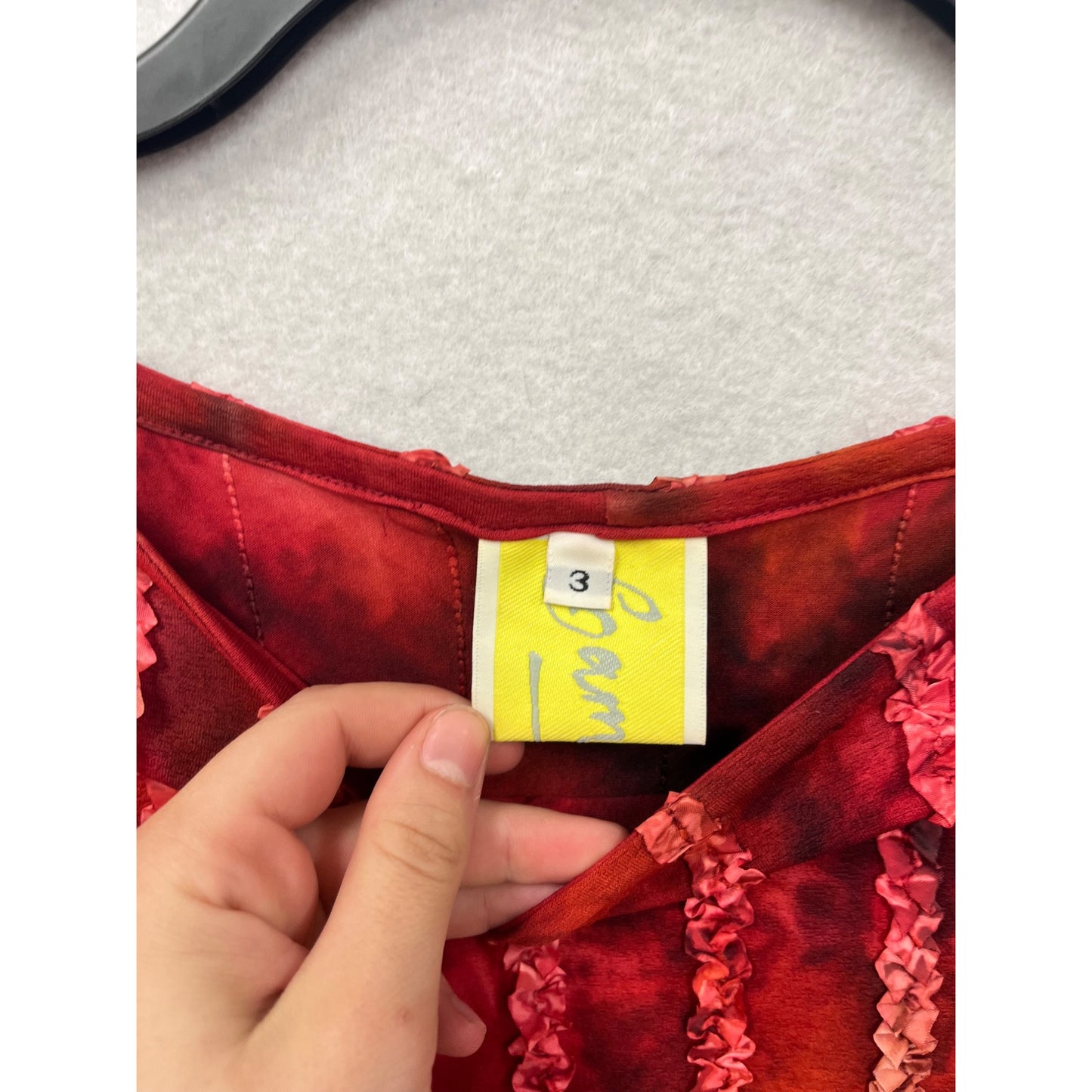 Red & Orange Ruffled Long Sleeve Top Size 3 #8307