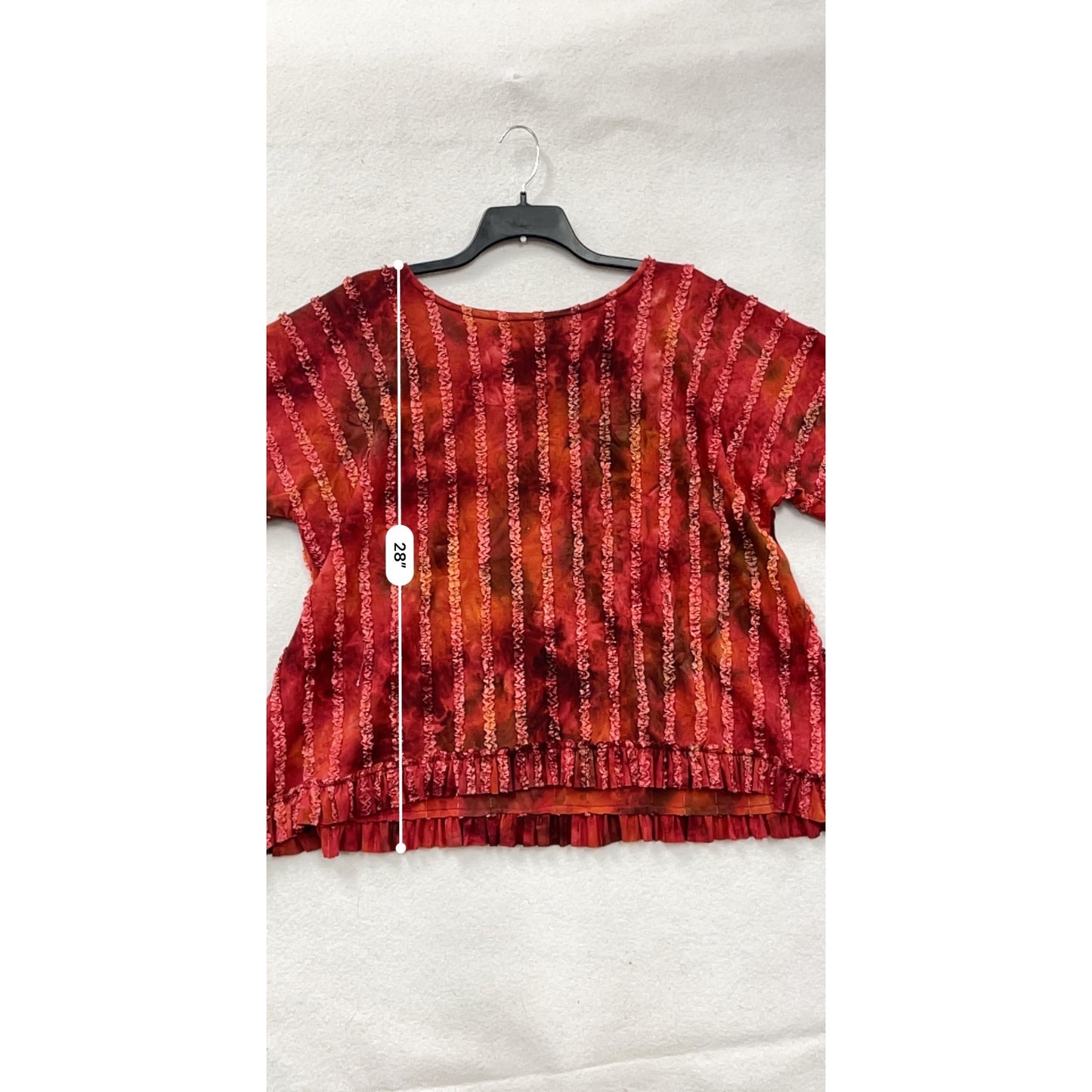 Red & Orange Ruffled Long Sleeve Top Size 3 #8307