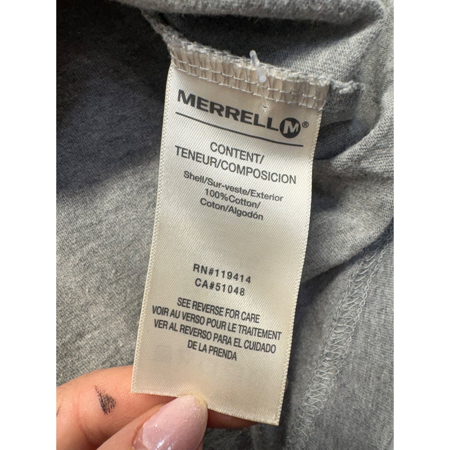 Merrell Gray Shield Logo T-Shirt L/G 100% Cotton #7677