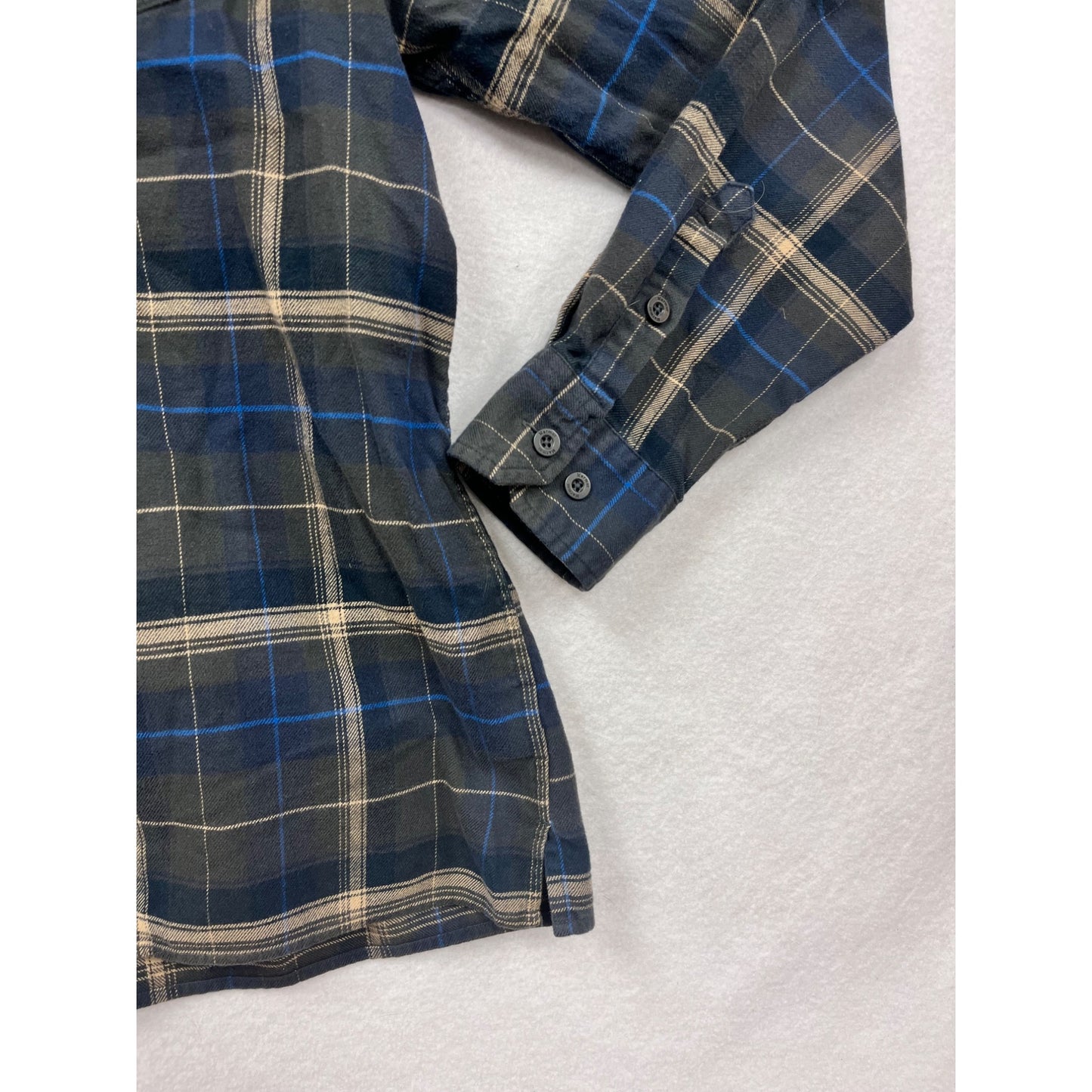 Marmot Mens XL Blue & Beige Plaid Organic Cotton Button-Up Shirt #6610