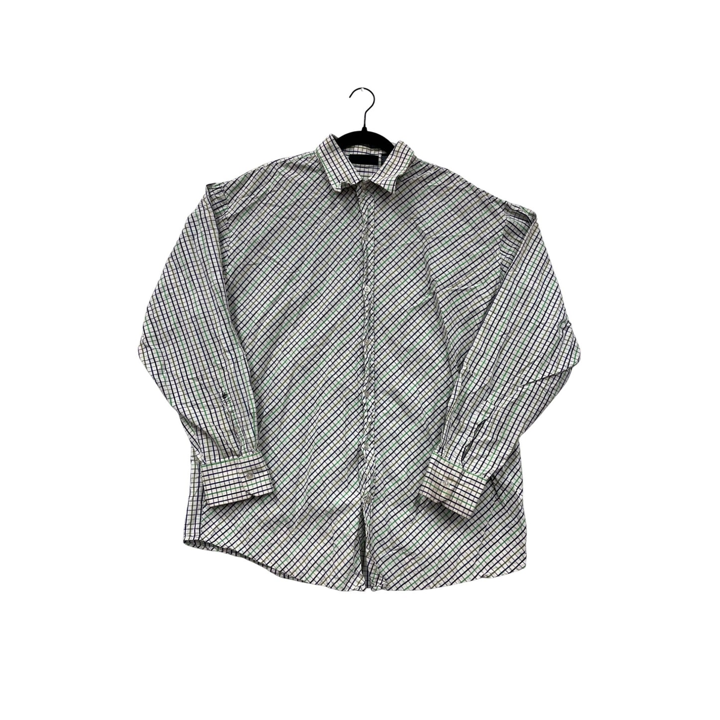 Mens Southpole Plaid Button-Up Shirt 2XL Green & Blue Checkered Long Sleeve #6915