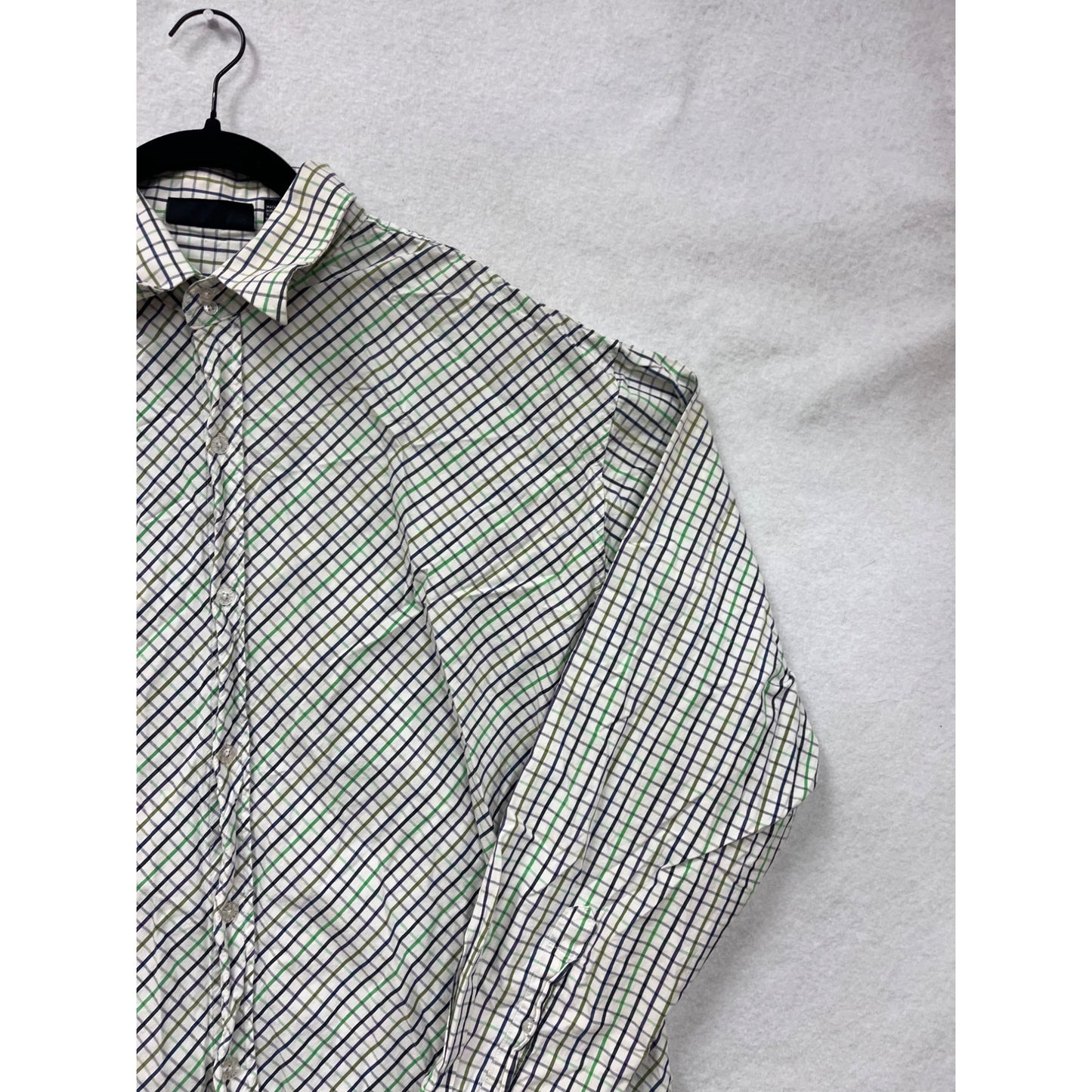 Mens Southpole Plaid Button-Up Shirt 2XL Green & Blue Checkered Long Sleeve #6915