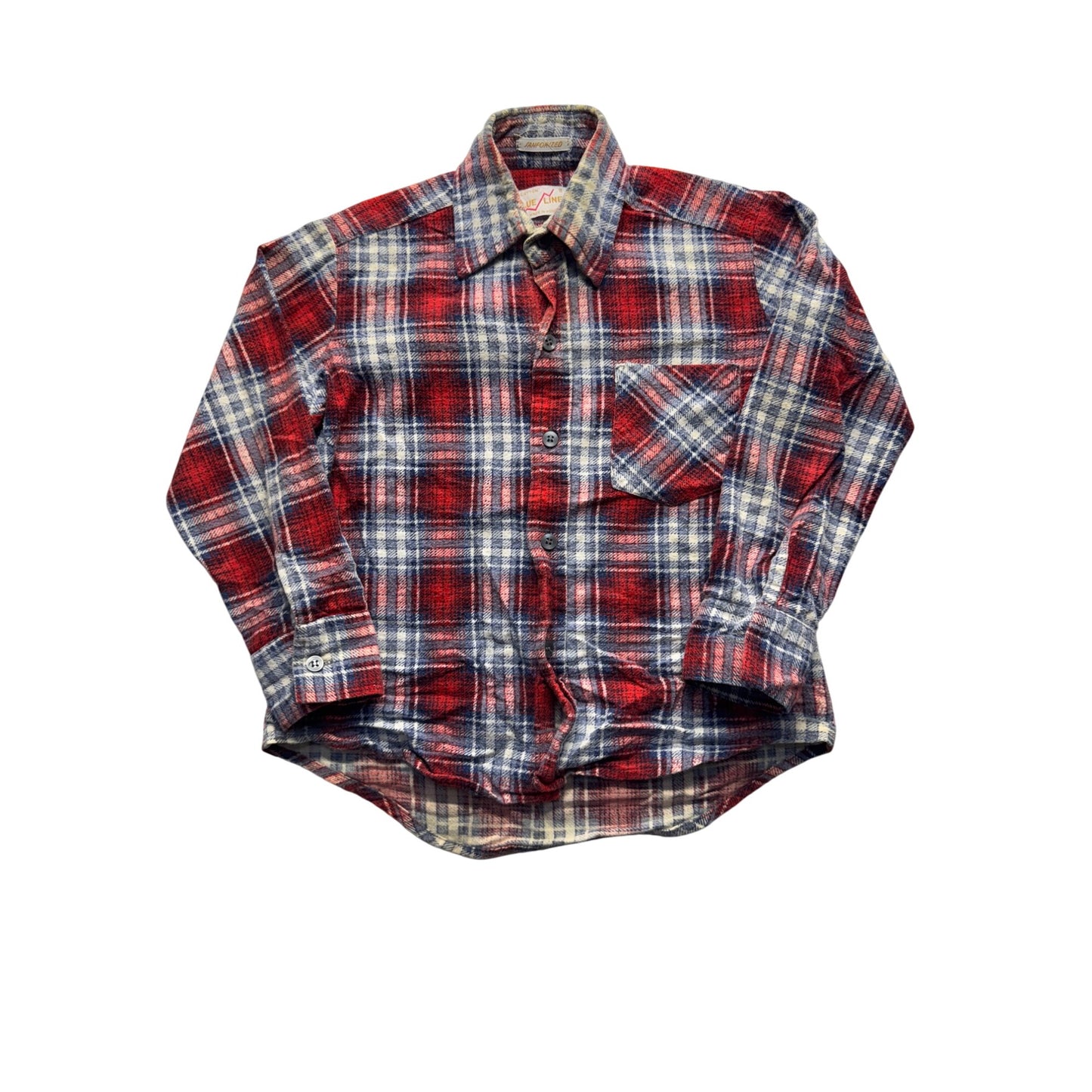 Vintage Value Line Boys Plaid Flannel Shirt Size 8 Red/Blue Cotton #7970